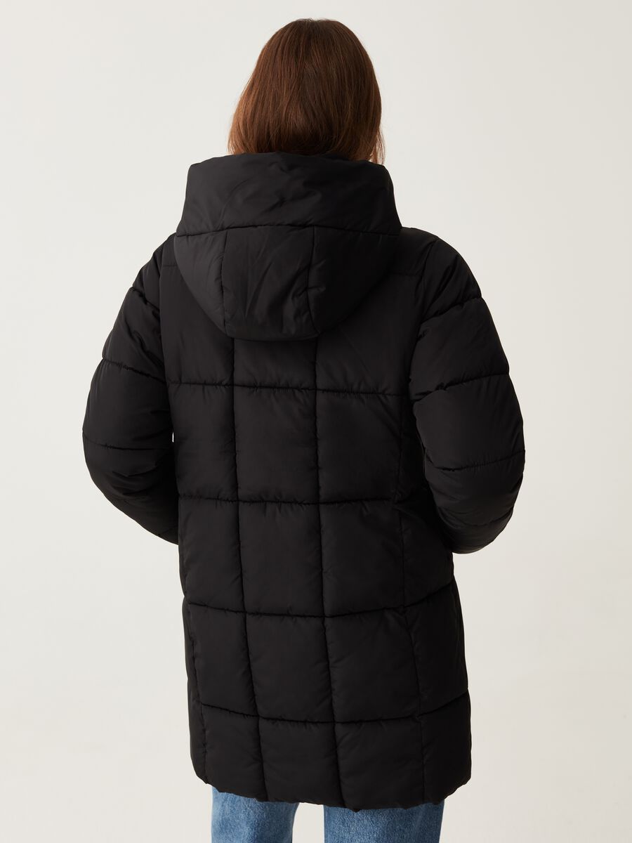 Long quilted down jacket with hood_2