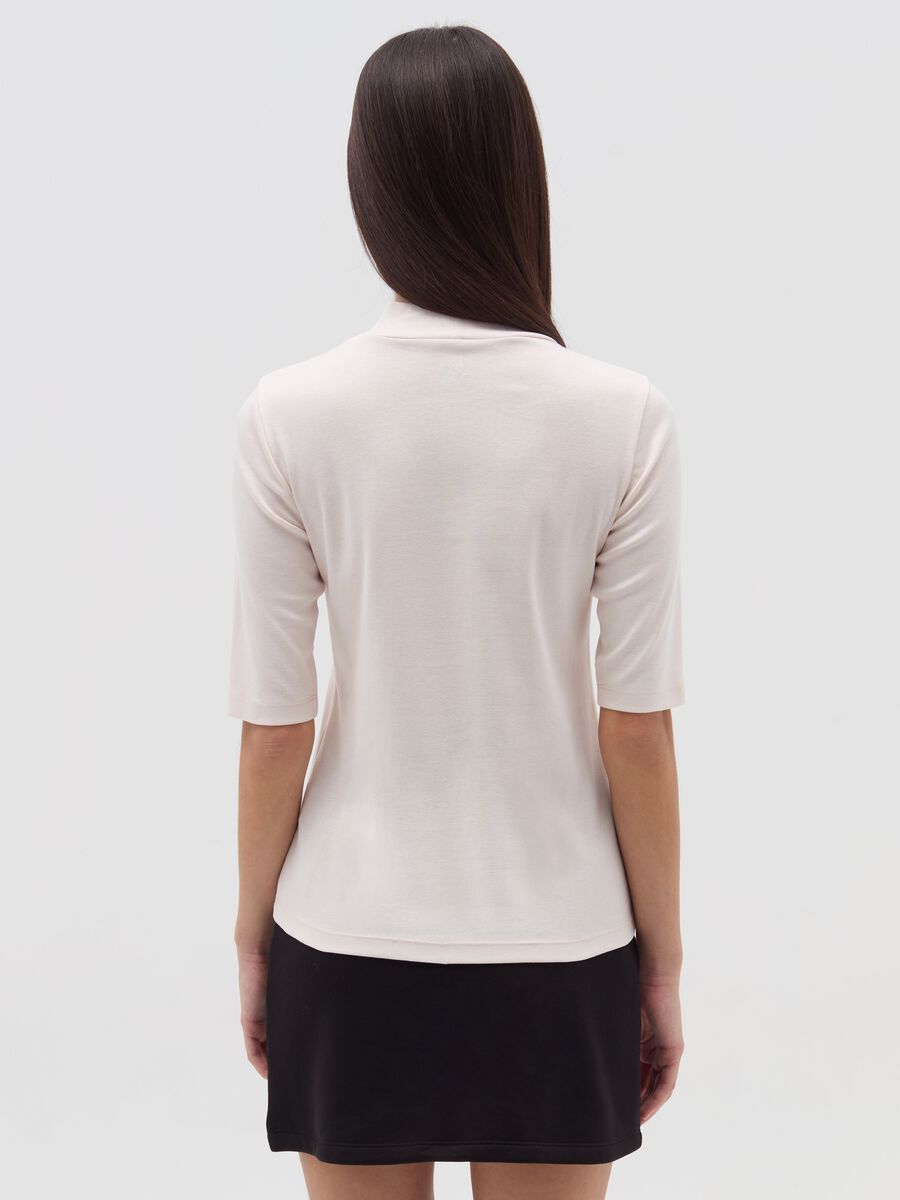 T-shirt with mock neck and elbow-length sleeves_2