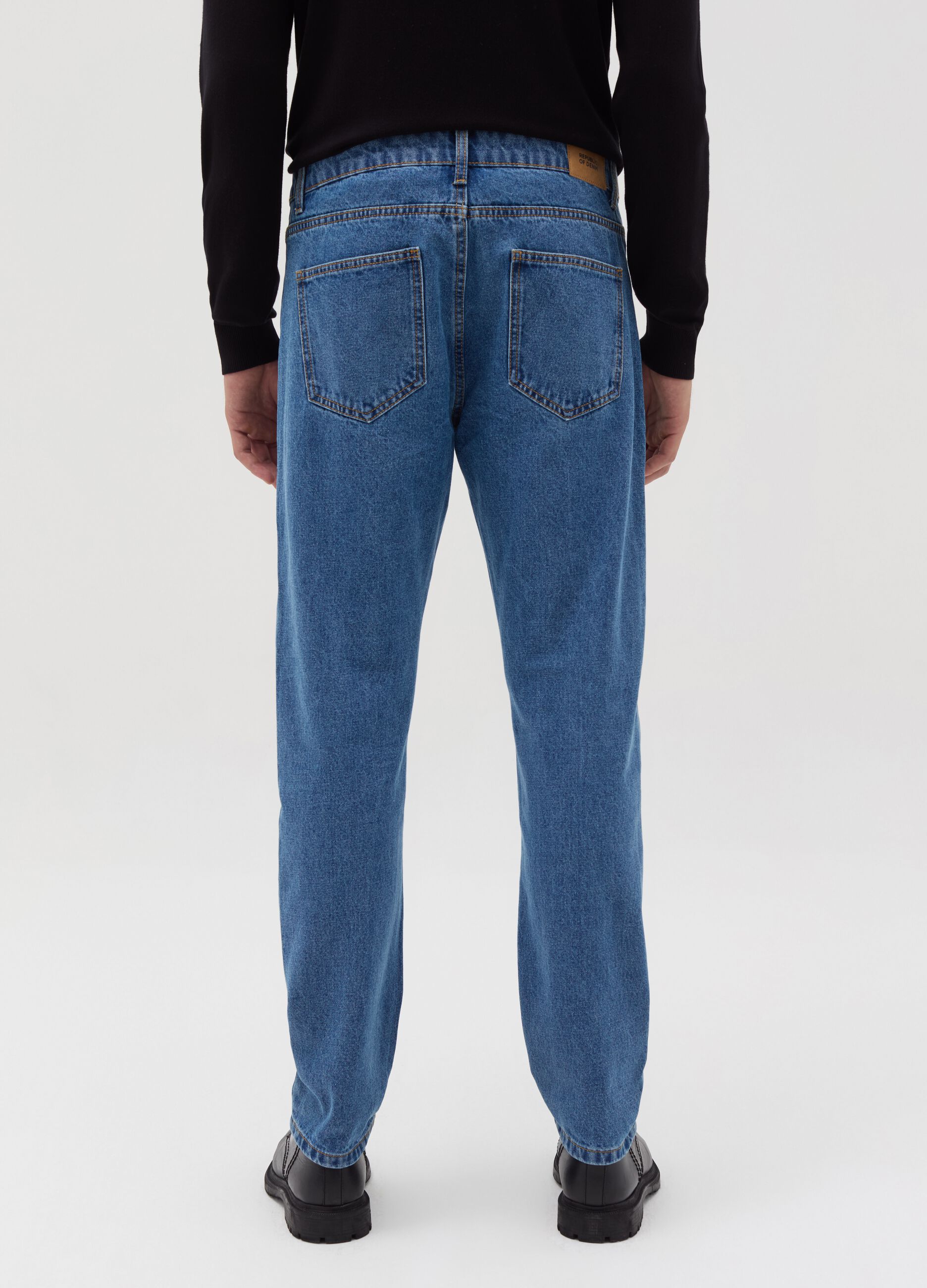 Slim-fit acid-wash jeans