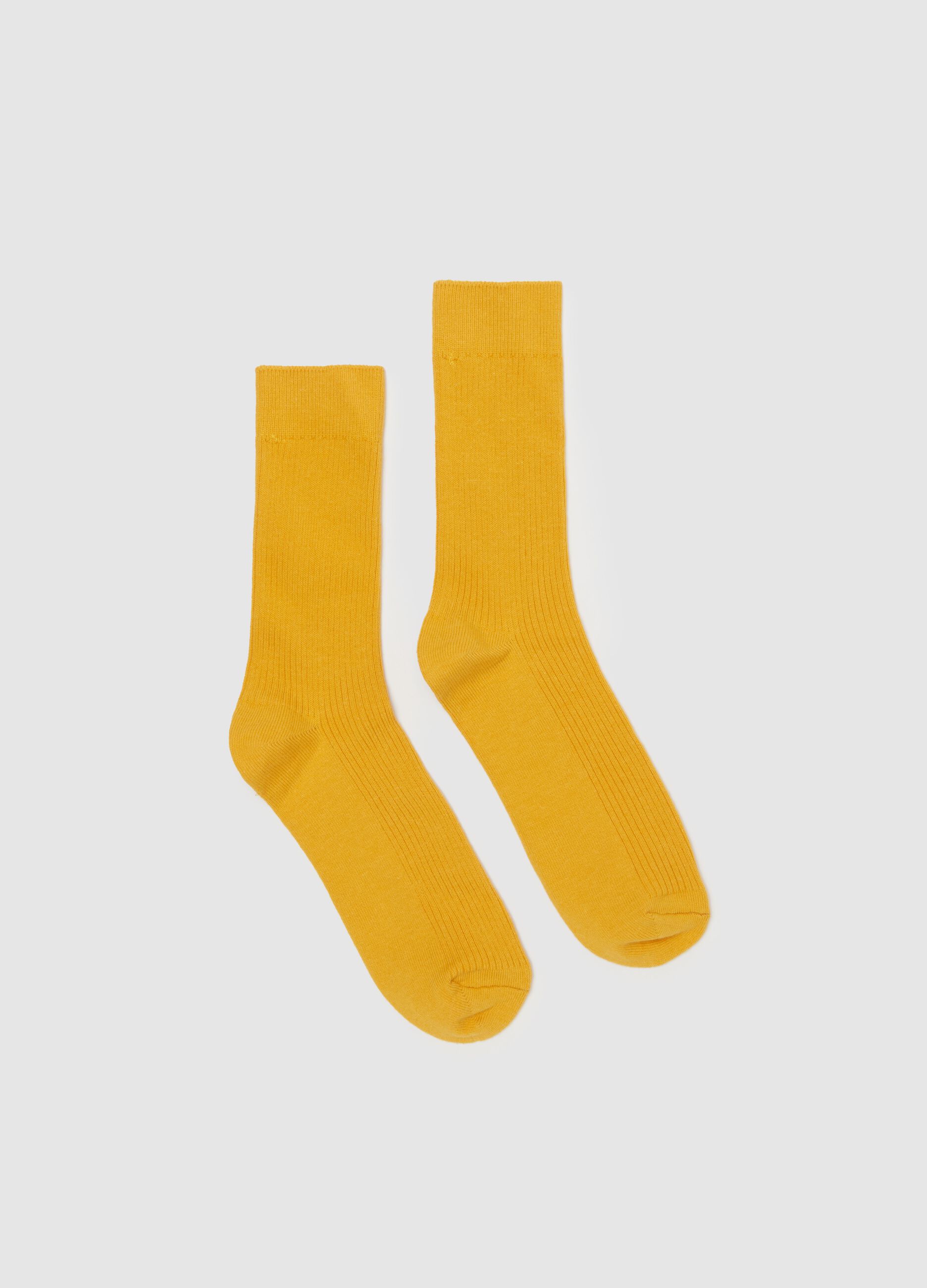 Stretch midi socks with ribbing