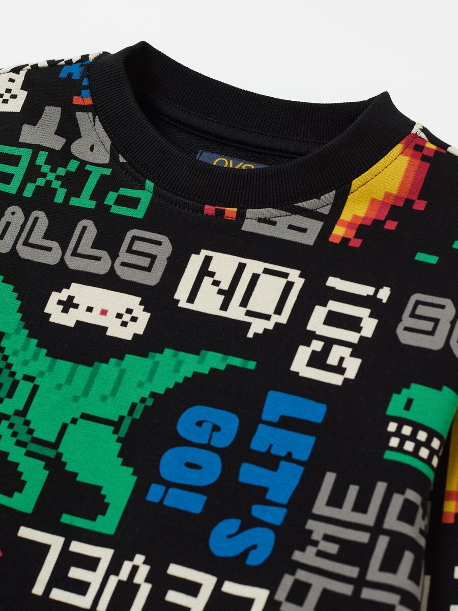 Sweatshirt with gaming dinosaur print_3