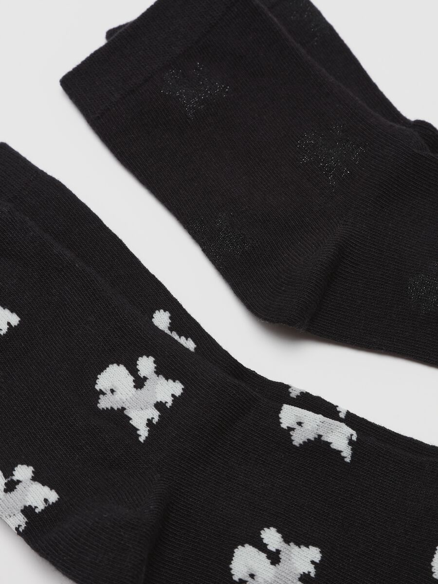 Two-pair pack short socks with puppies design_1