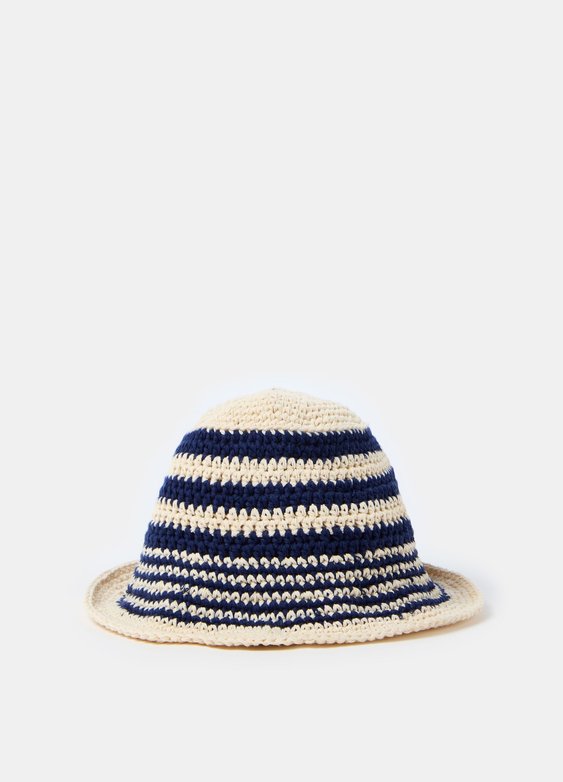 Ovs Cappello in cotone crochet a righe