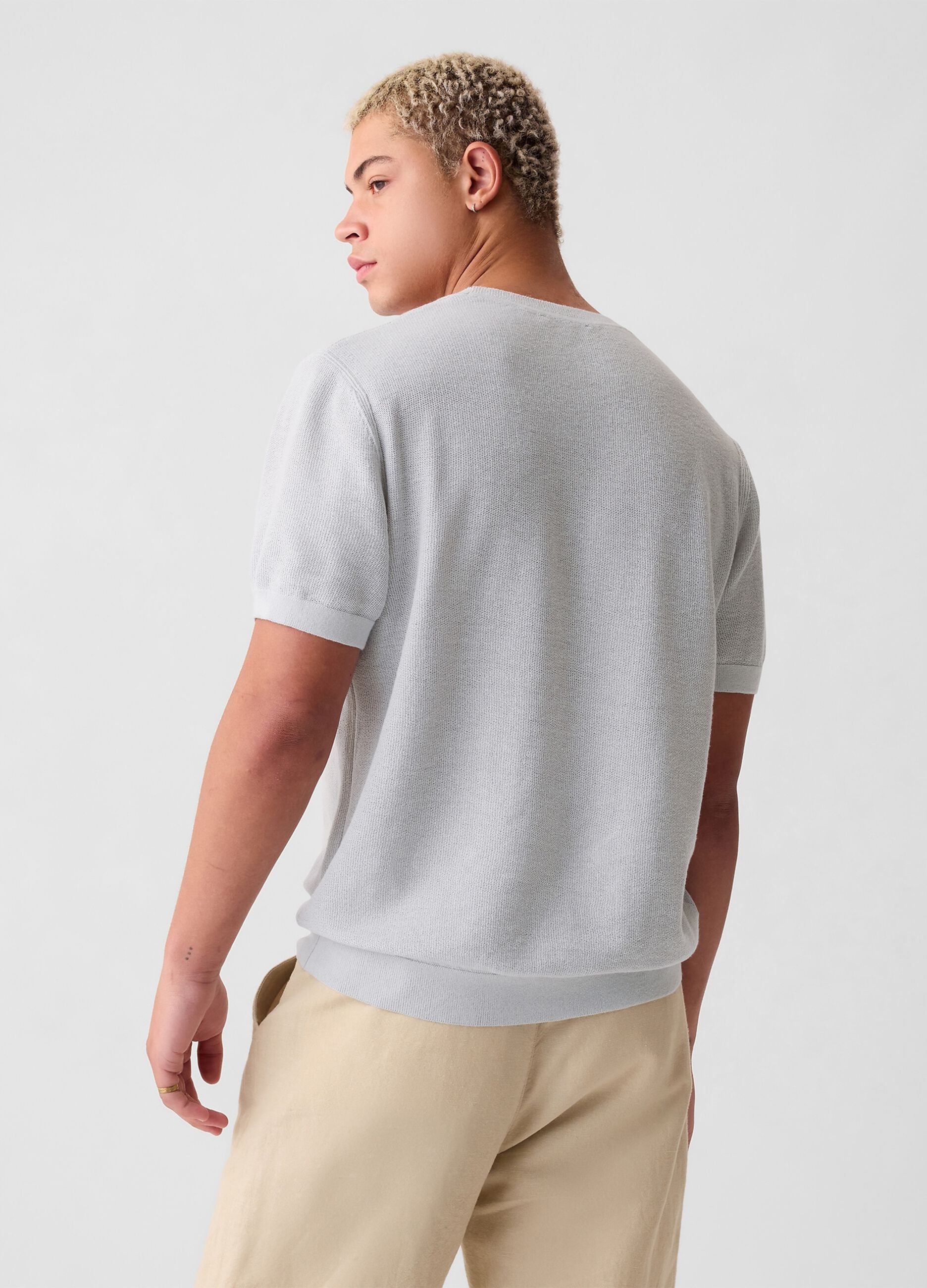 Linen blend knit T-shirt