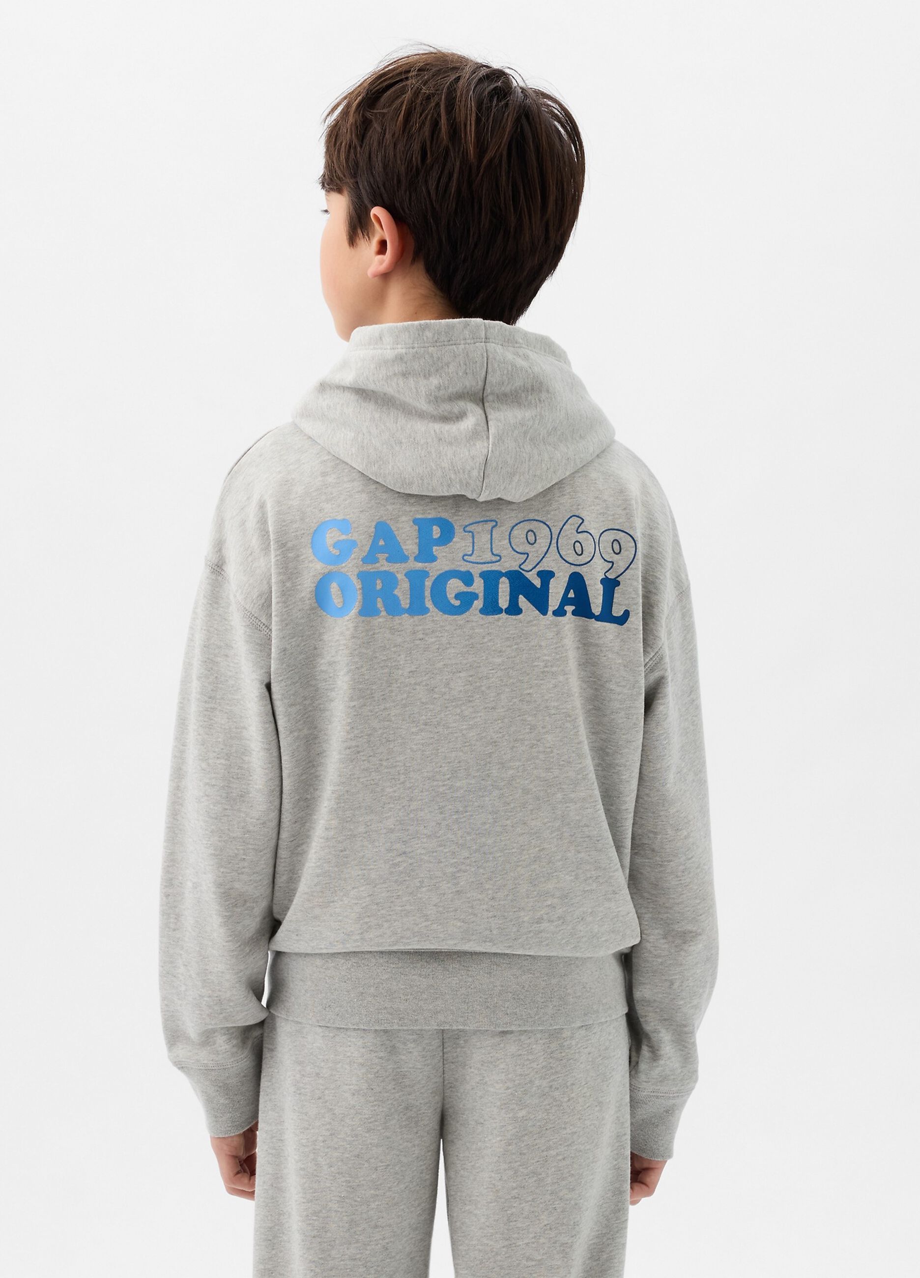 Sweatshirt with hood and lettering and logo print