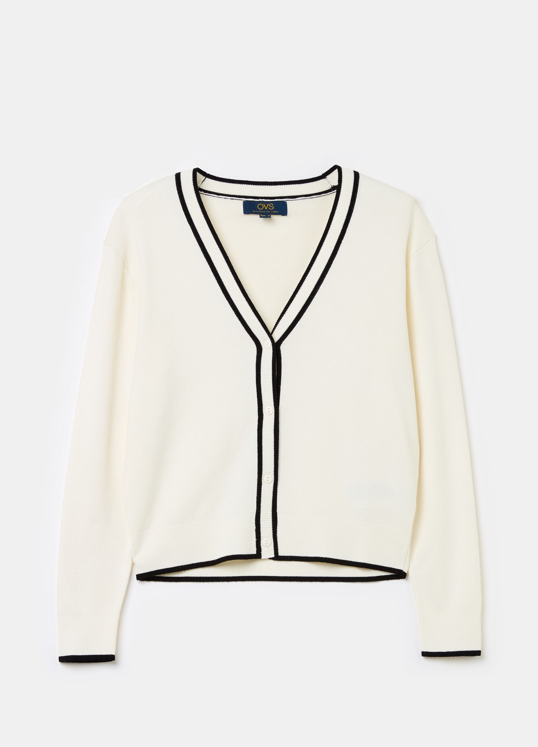 Cardigan with contrasting trim