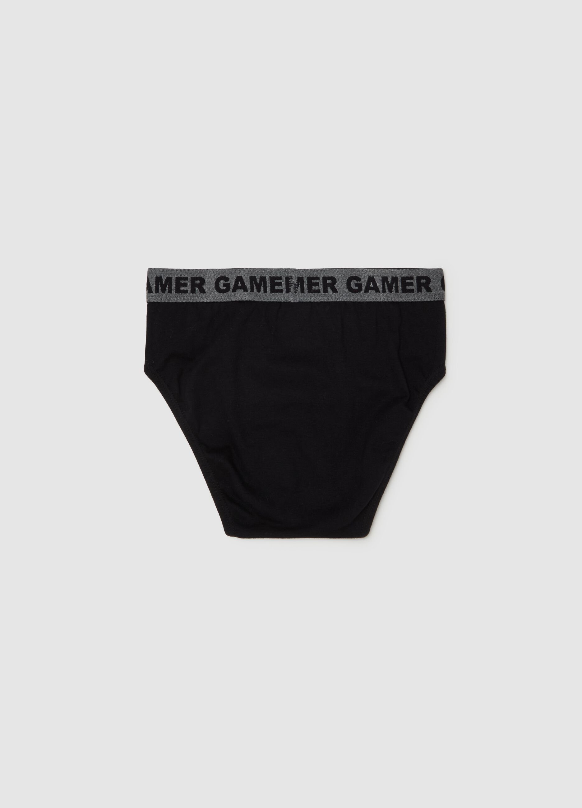 Organic cotton briefs with lettering