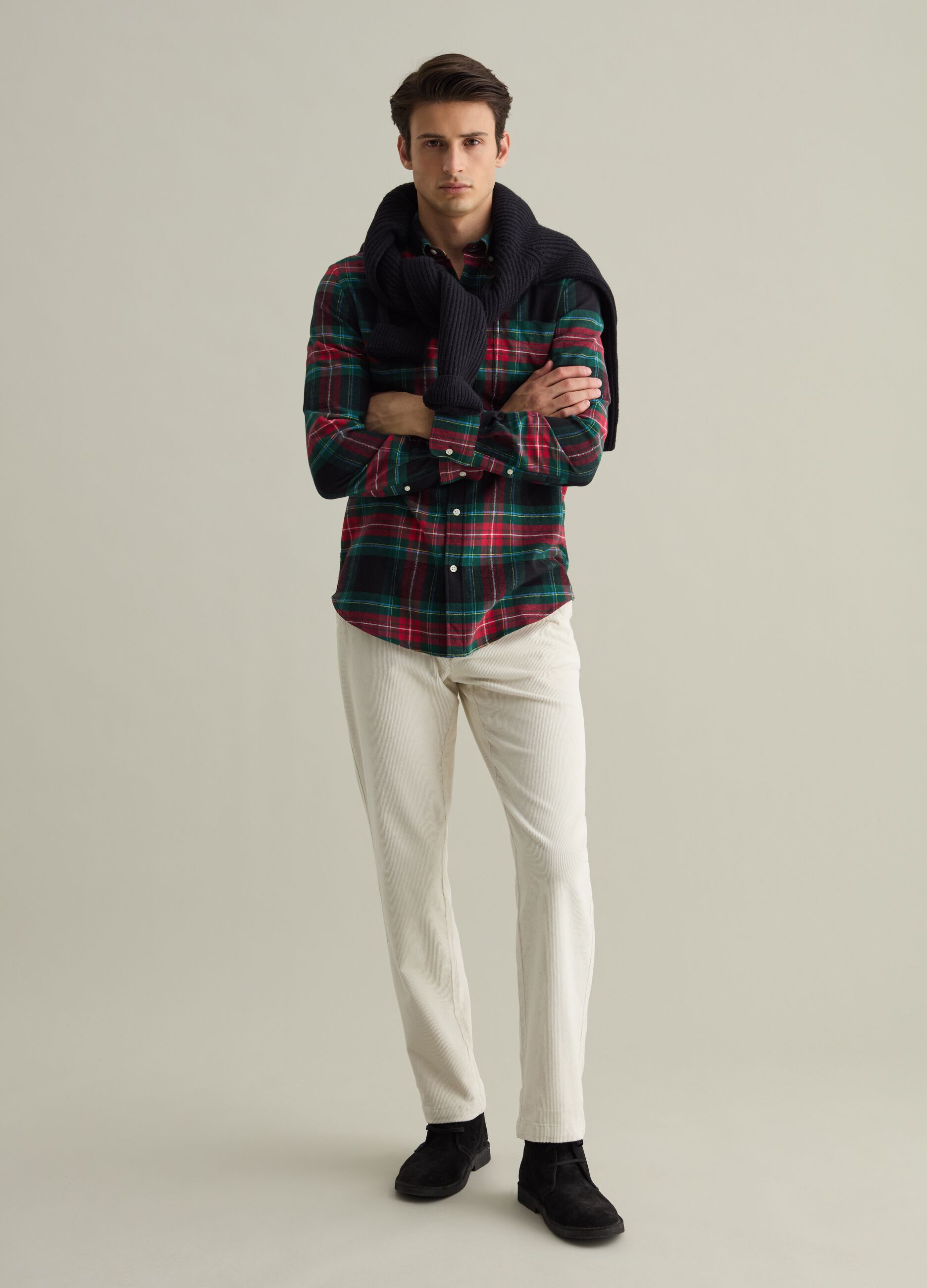 Chequered flannel button-down shirt