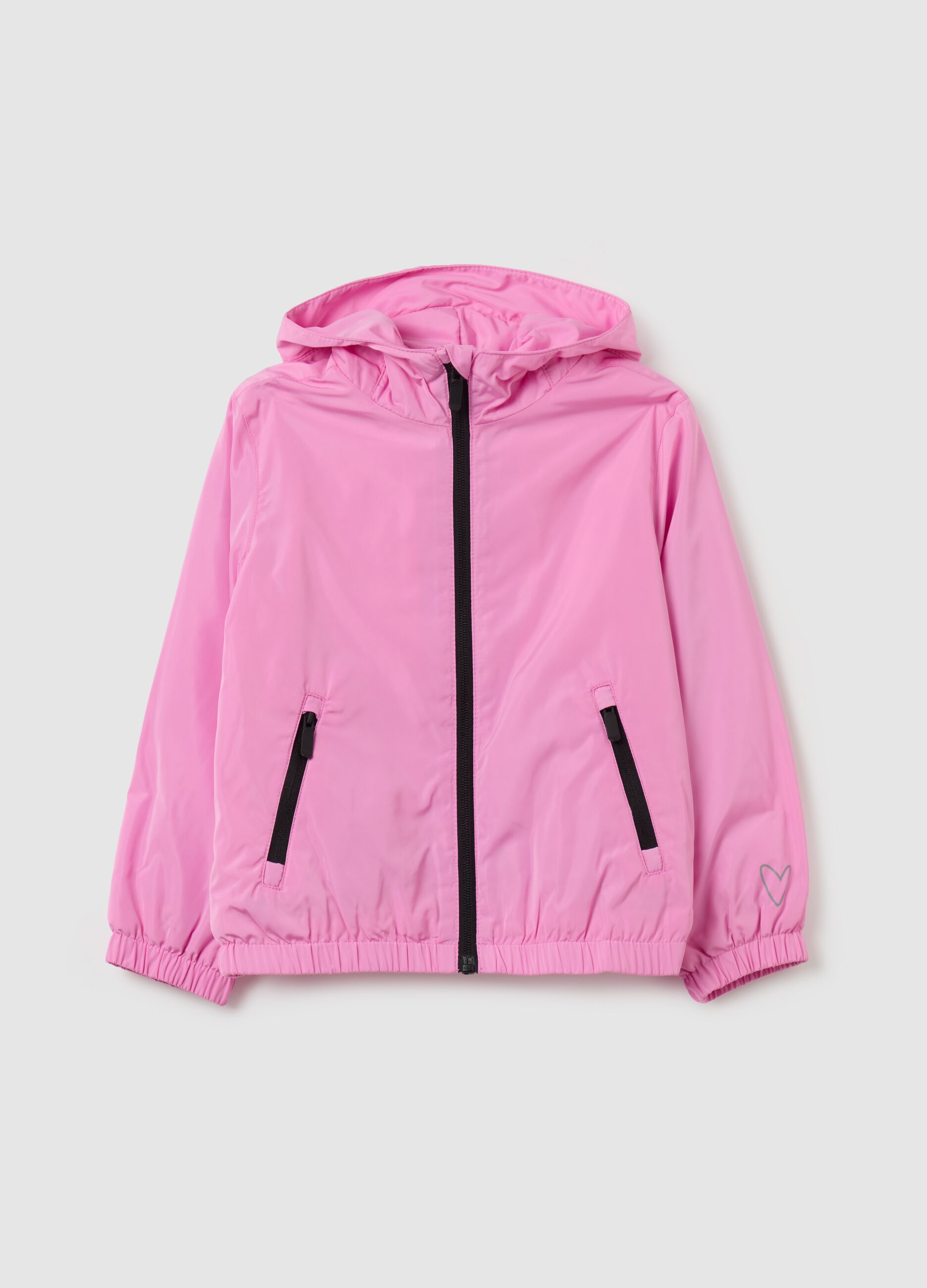 Short waterproof jacket with hood