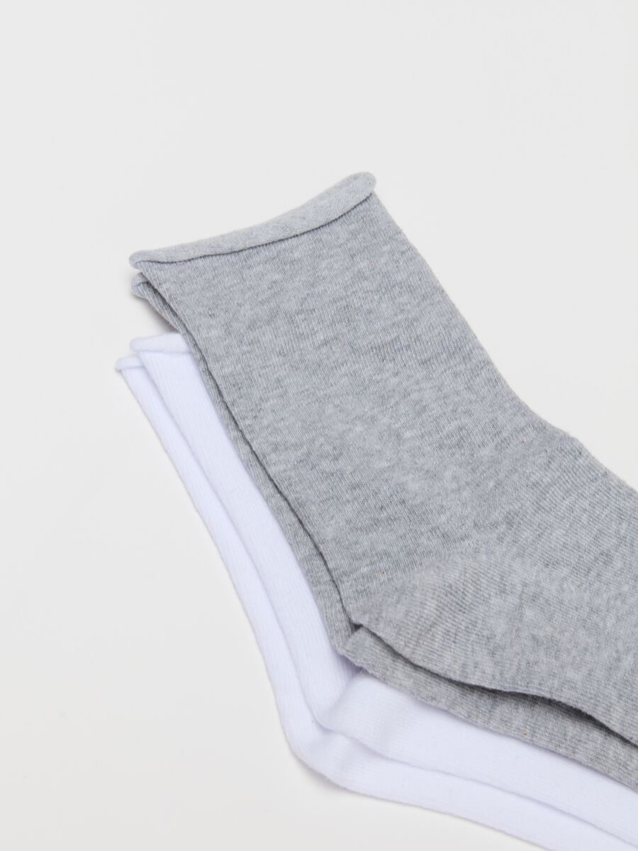 Two-pair pack short socks with rolled edging_2