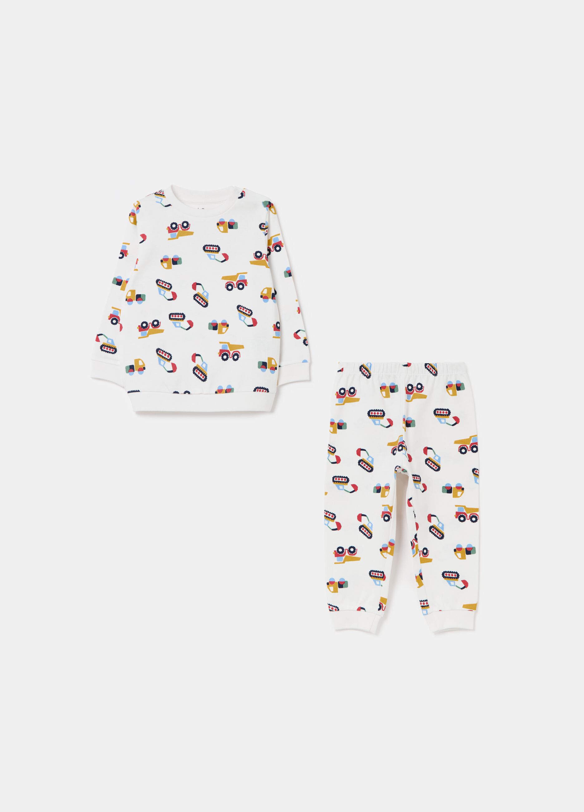 Pyjamas in organic cotton with machinery print