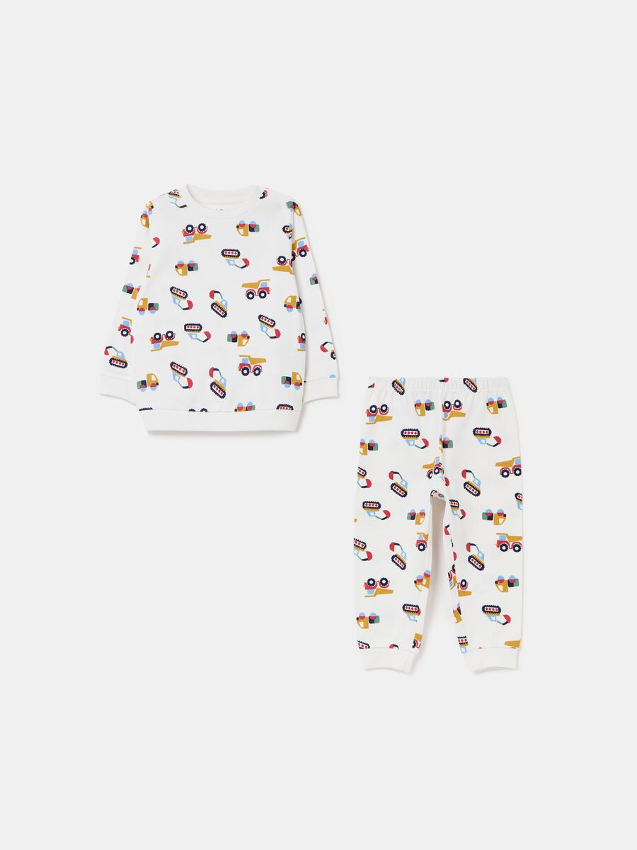 Pyjamas in organic cotton with machinery print_0