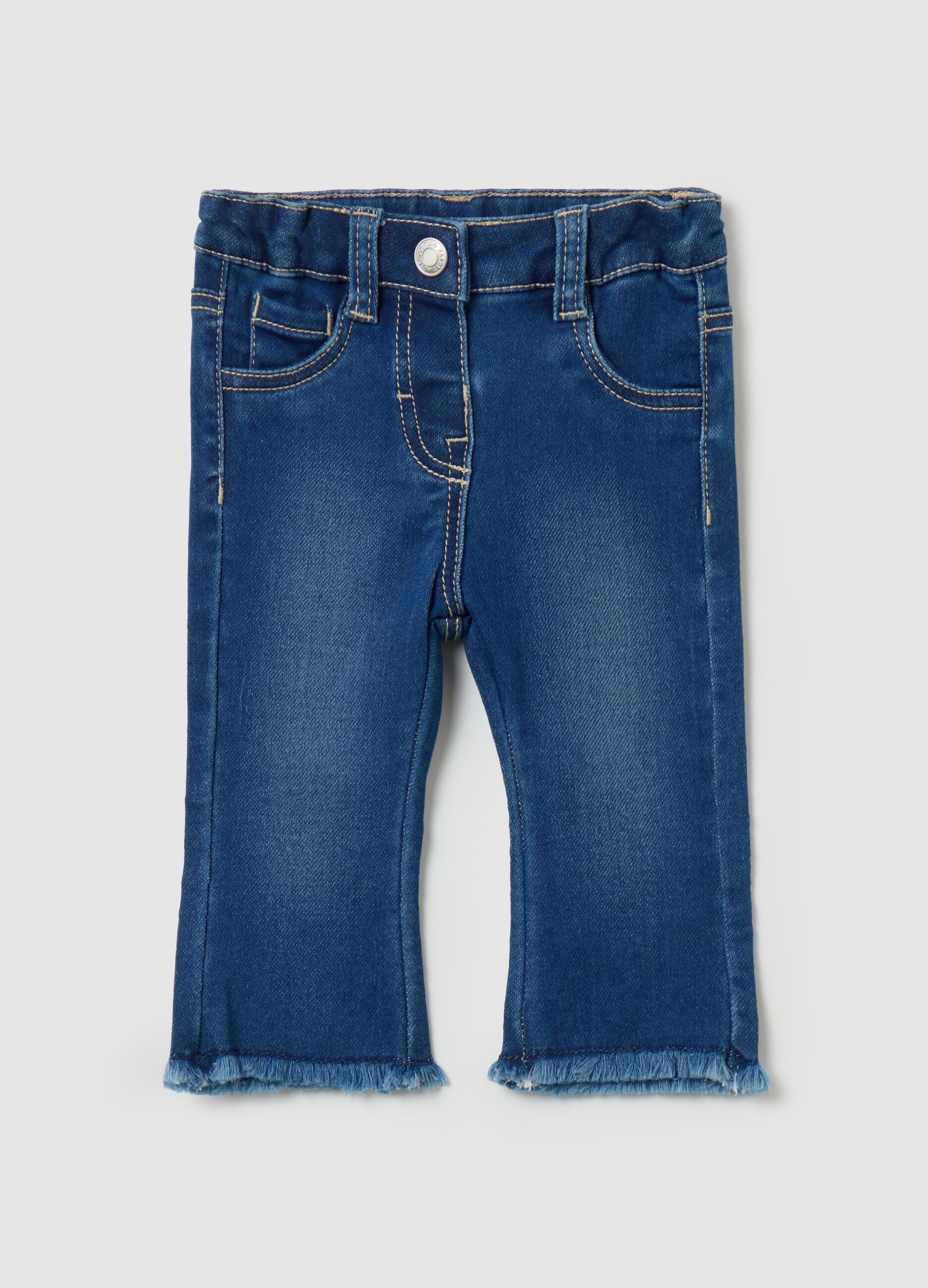 Flare-fit jeans in French terry with pockets