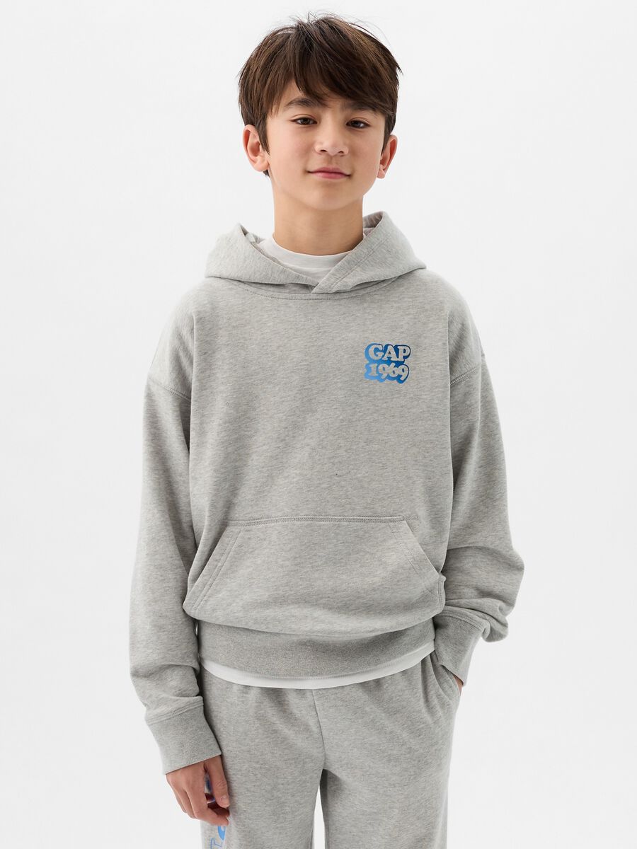 Sweatshirt with hood and lettering and logo print_0