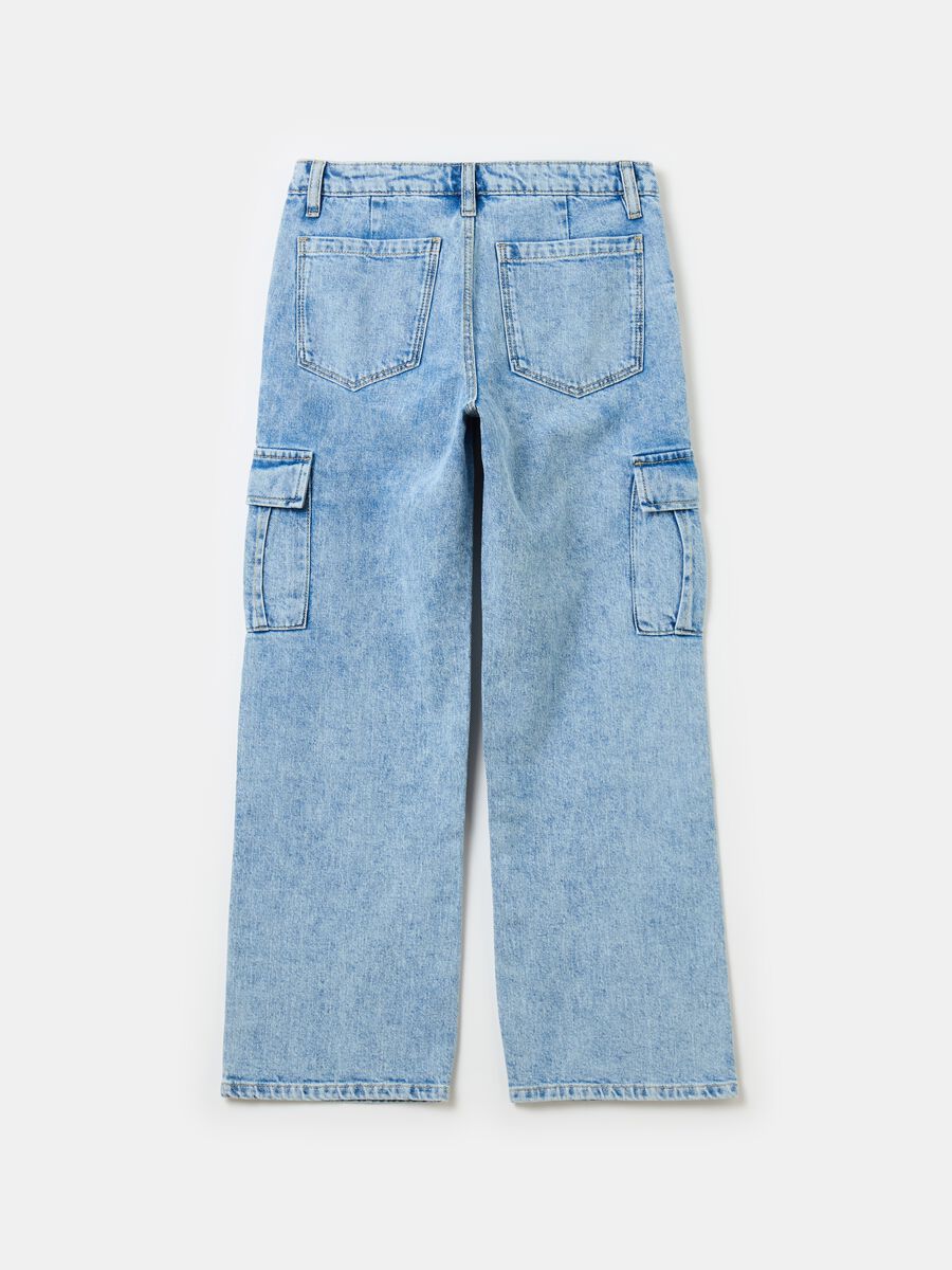Acid wash cargo jeans_1