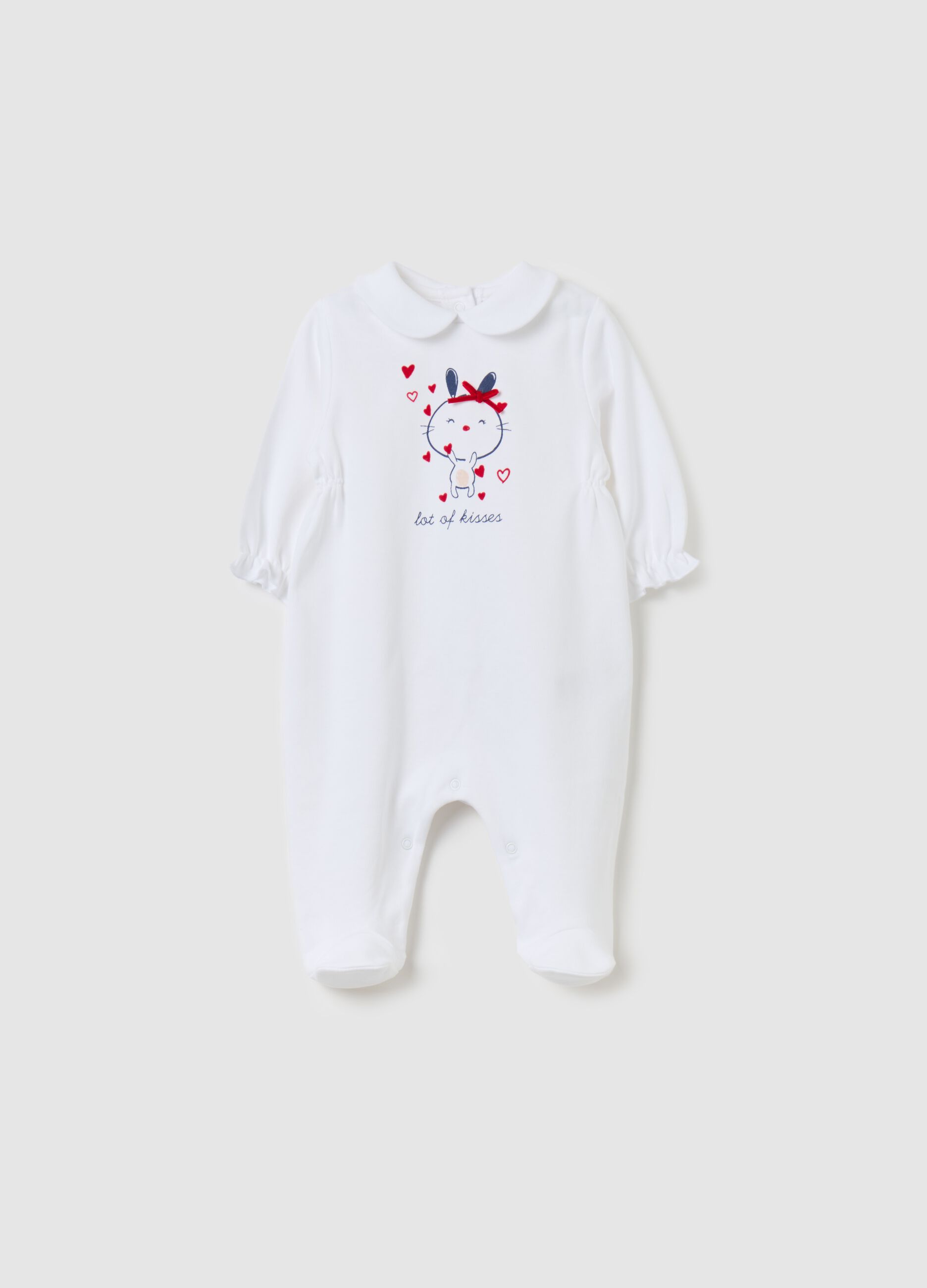 Organic cotton onesie with feet and print