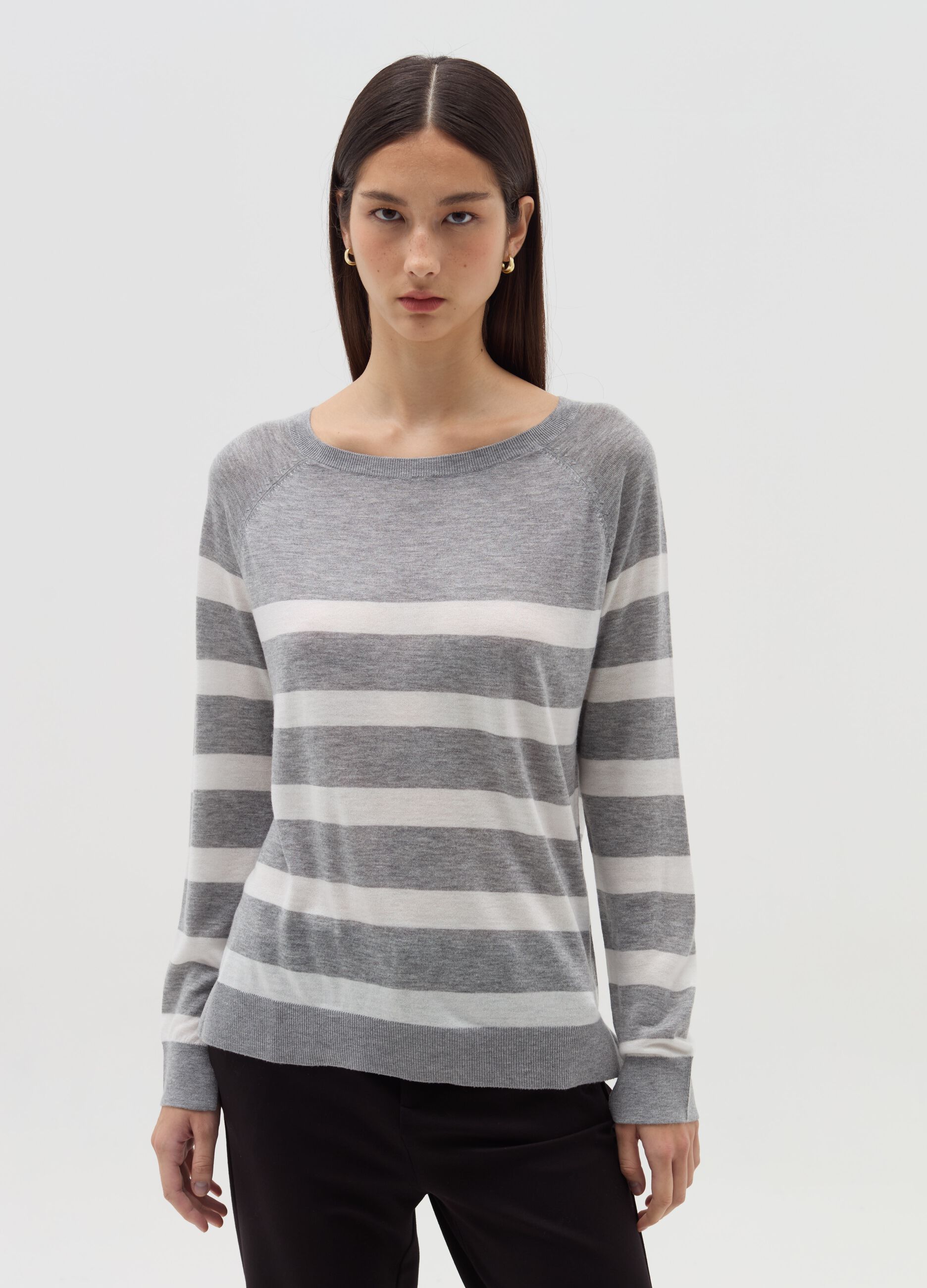 Striped top with raglan sleeves