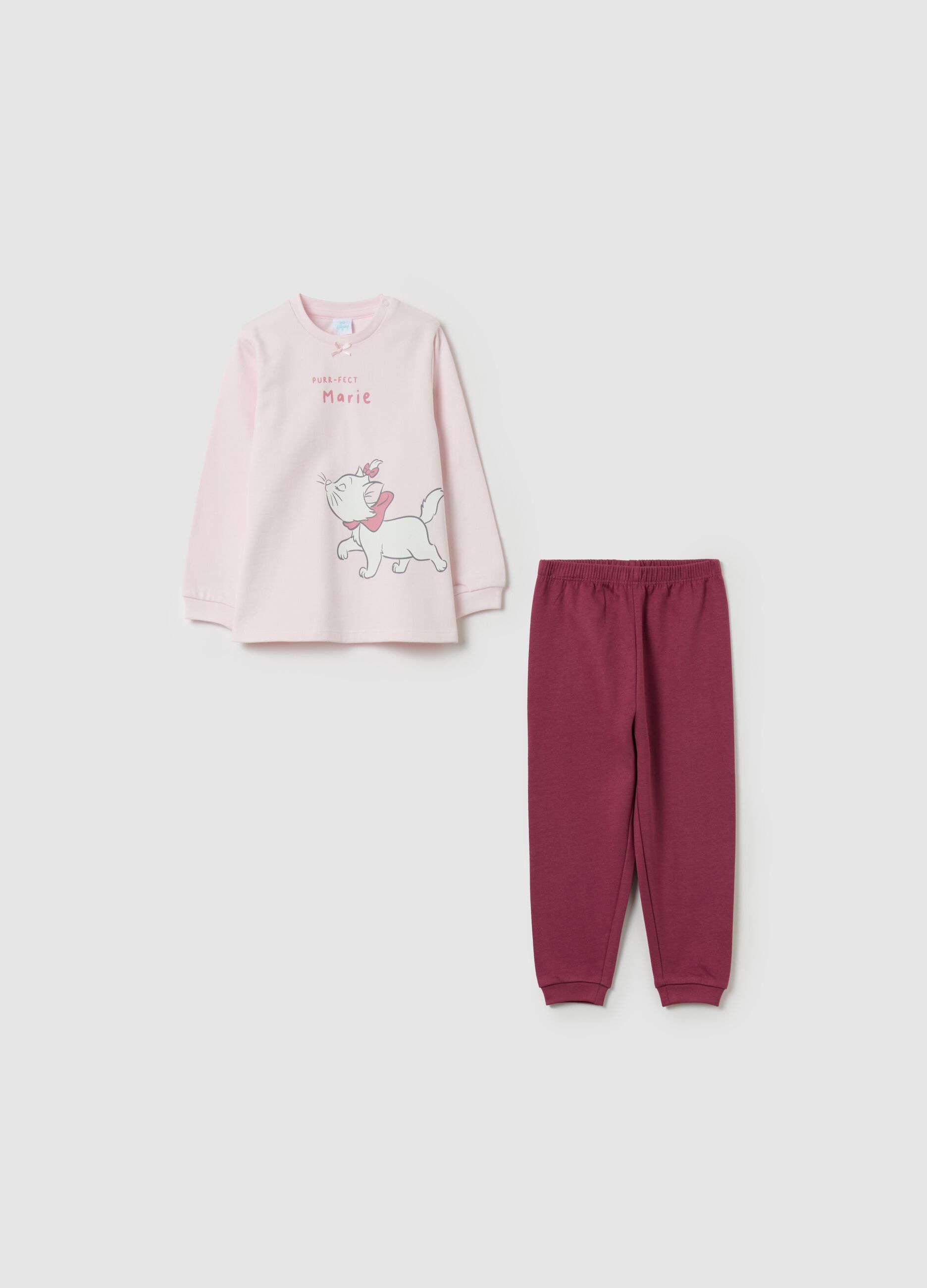 Organic cotton fleece pyjamas with Marie print