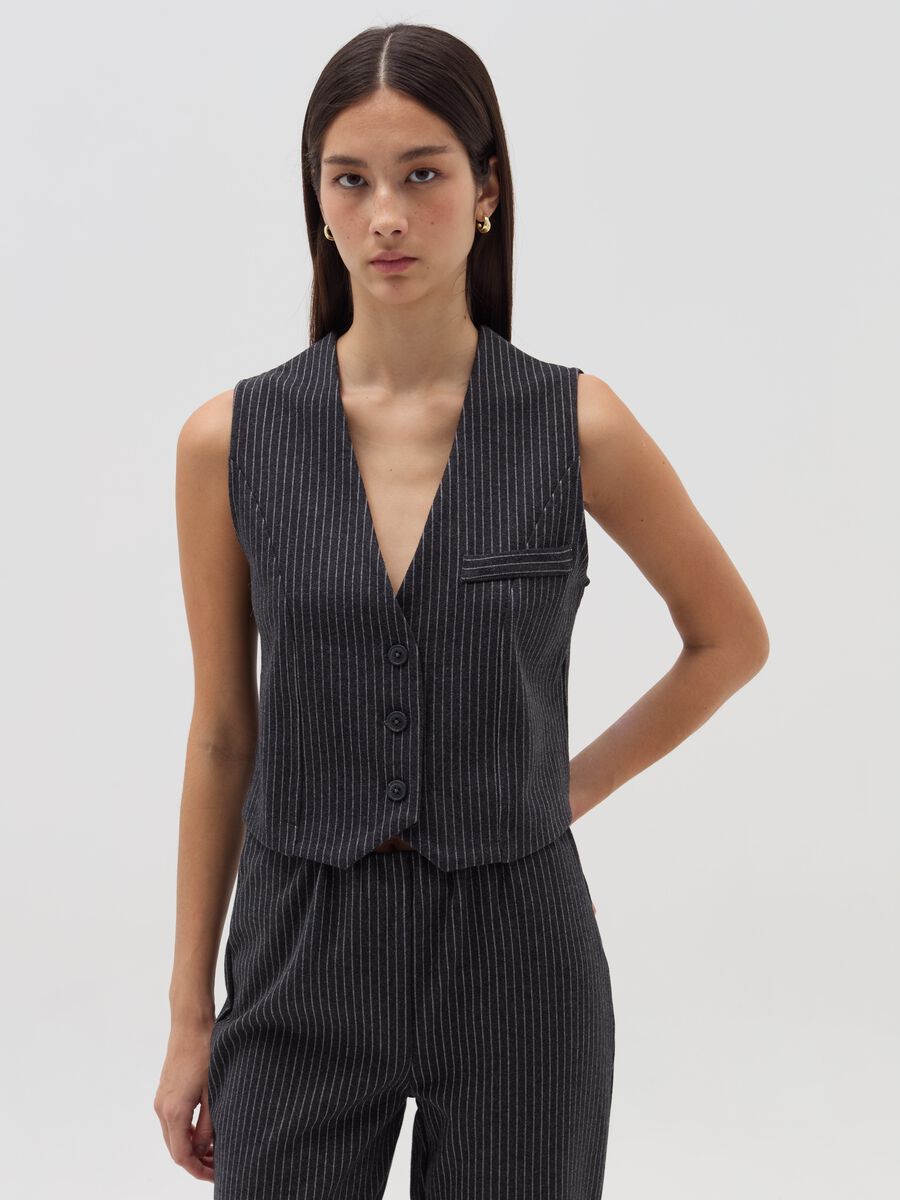 Pinstriped gilet with buttons_1