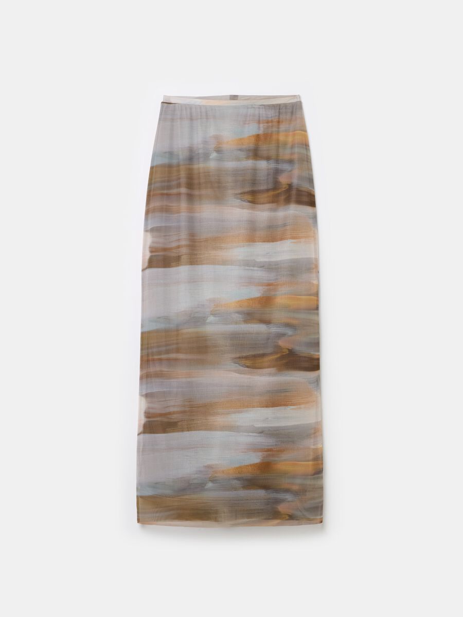 Long skirt with print in mesh_4