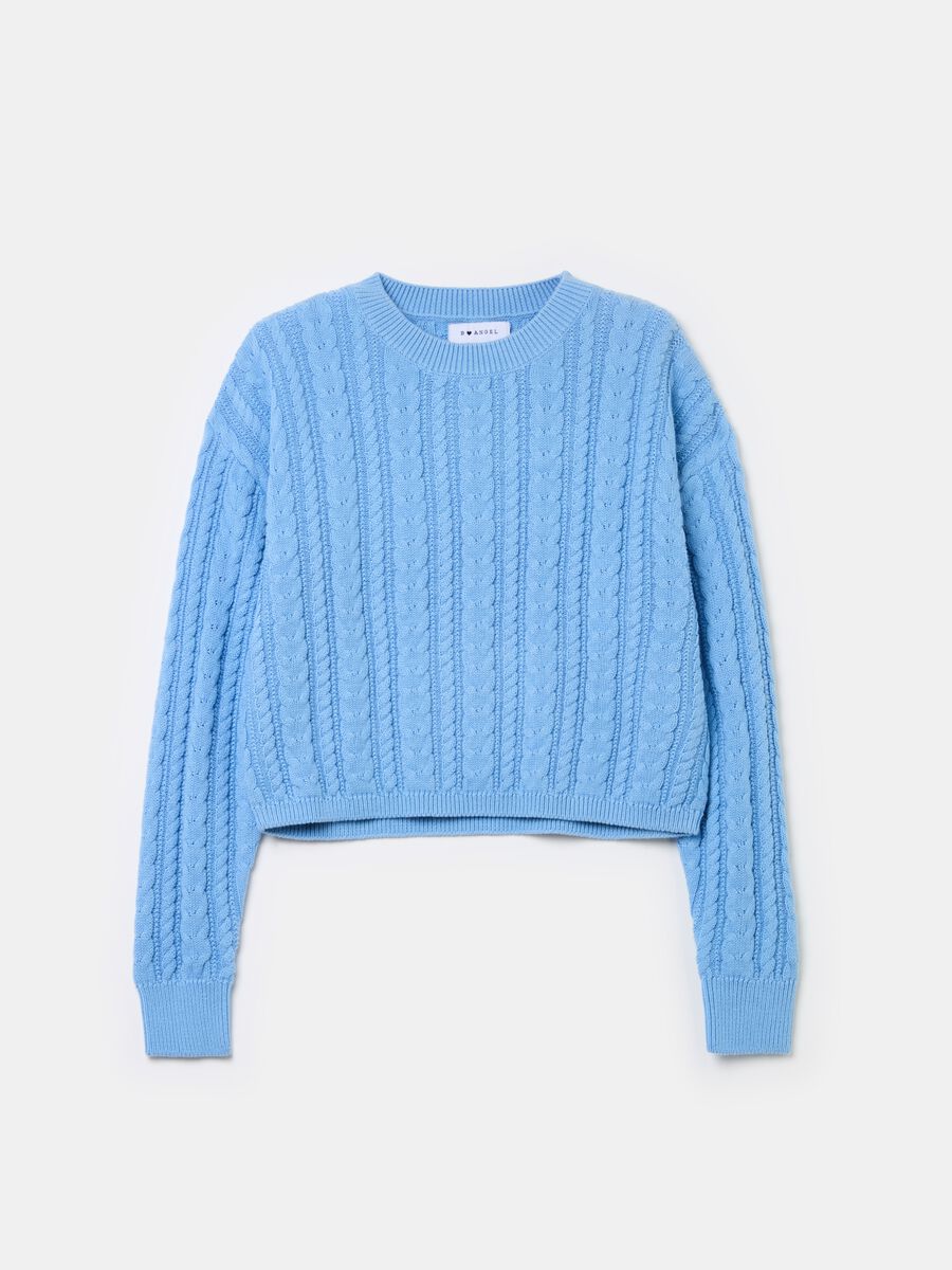 Cropped pullover with cable-knit design_4