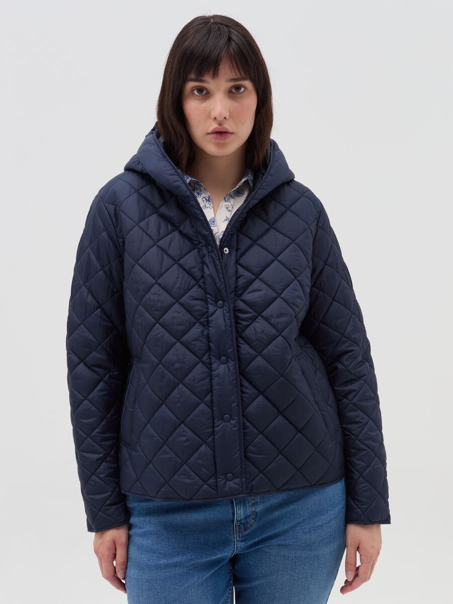 Curvy down jacket with diamond quilting_1