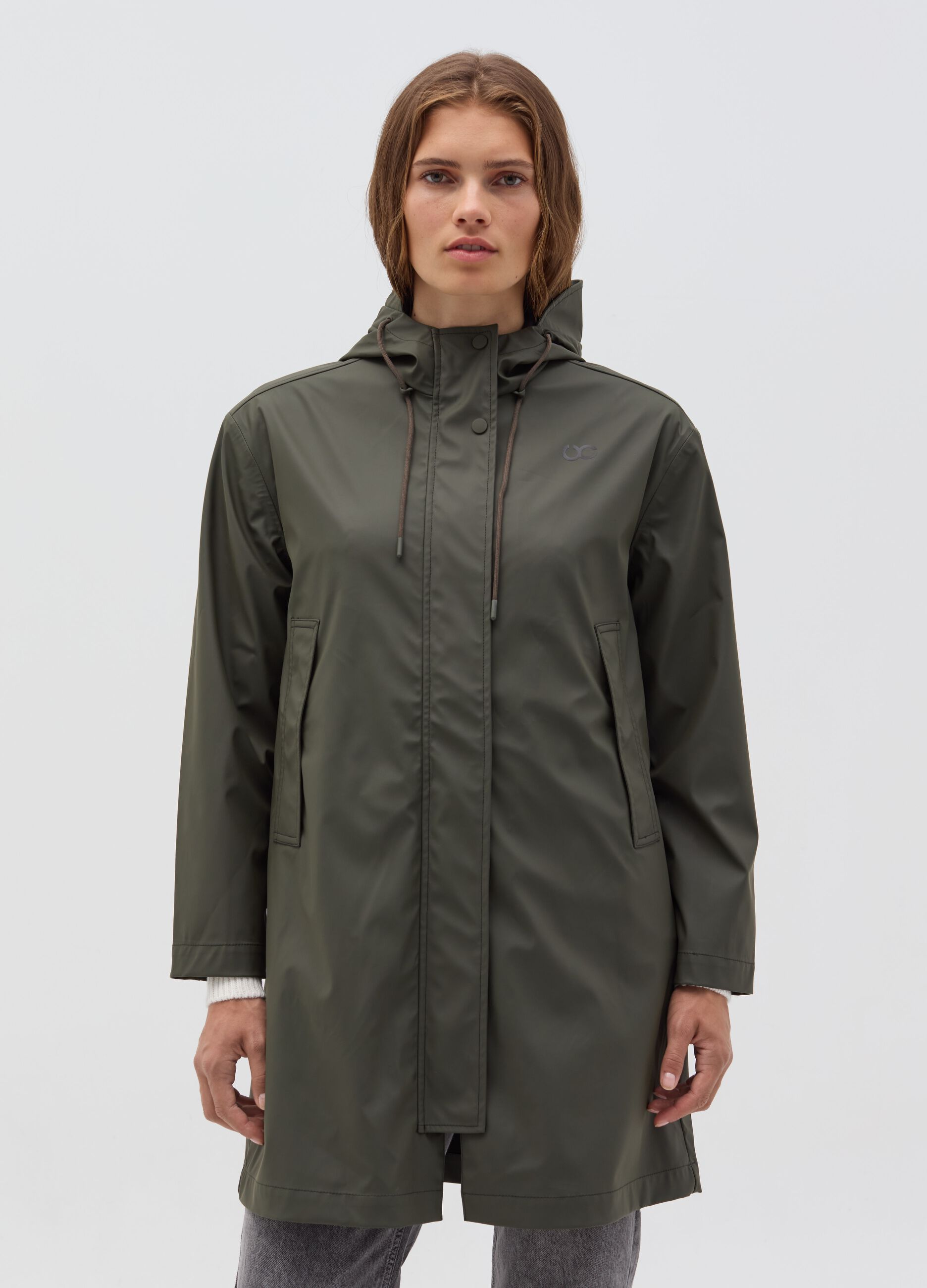 Parka impermeabile con stampa logo