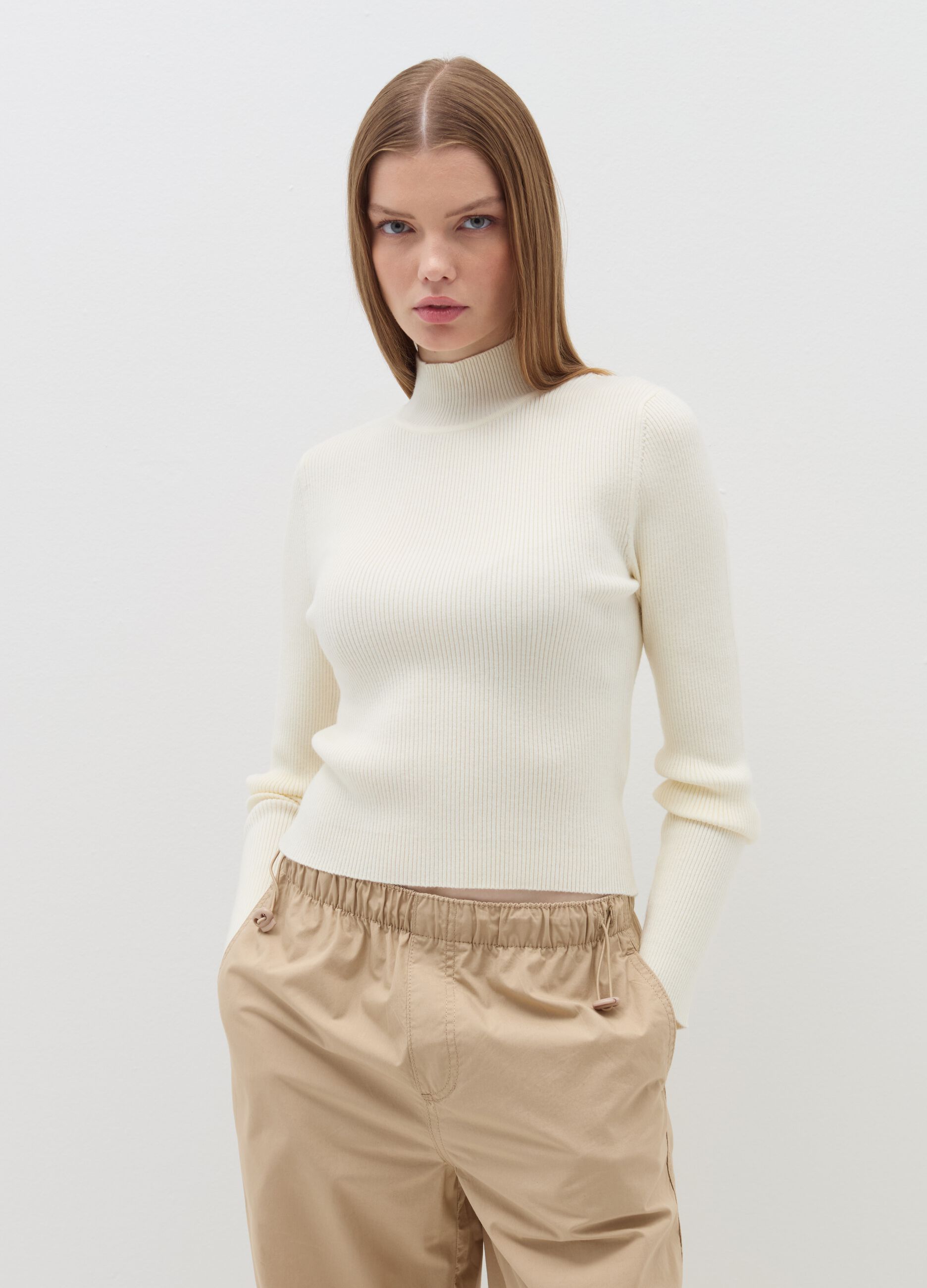 Pullover with mock neck