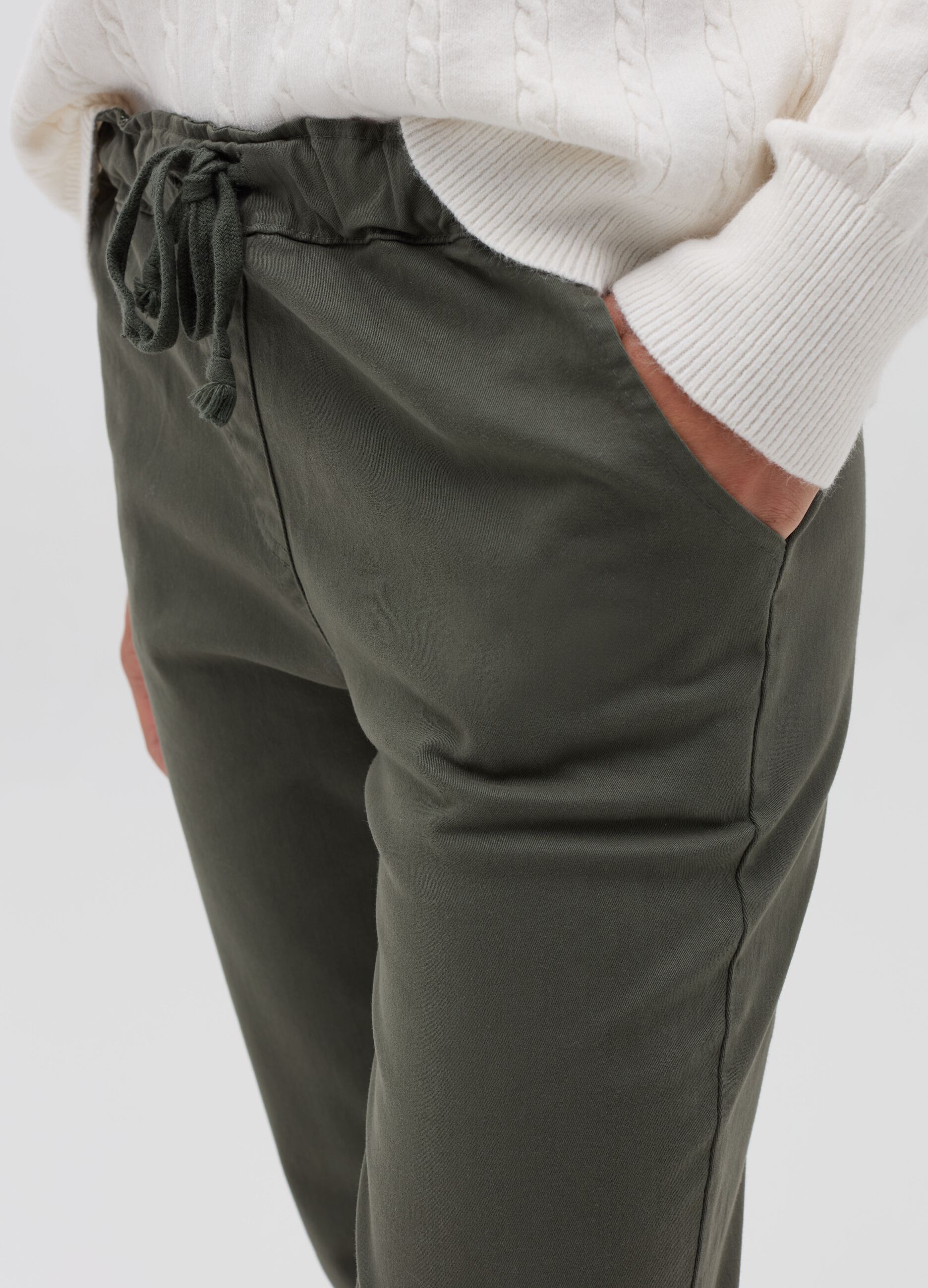 Joggers in cotone stretch con coulisse