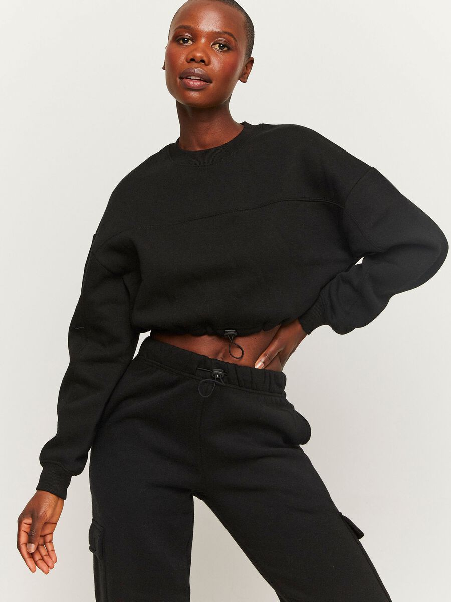 Cropped sweatshirt with drawstring_0