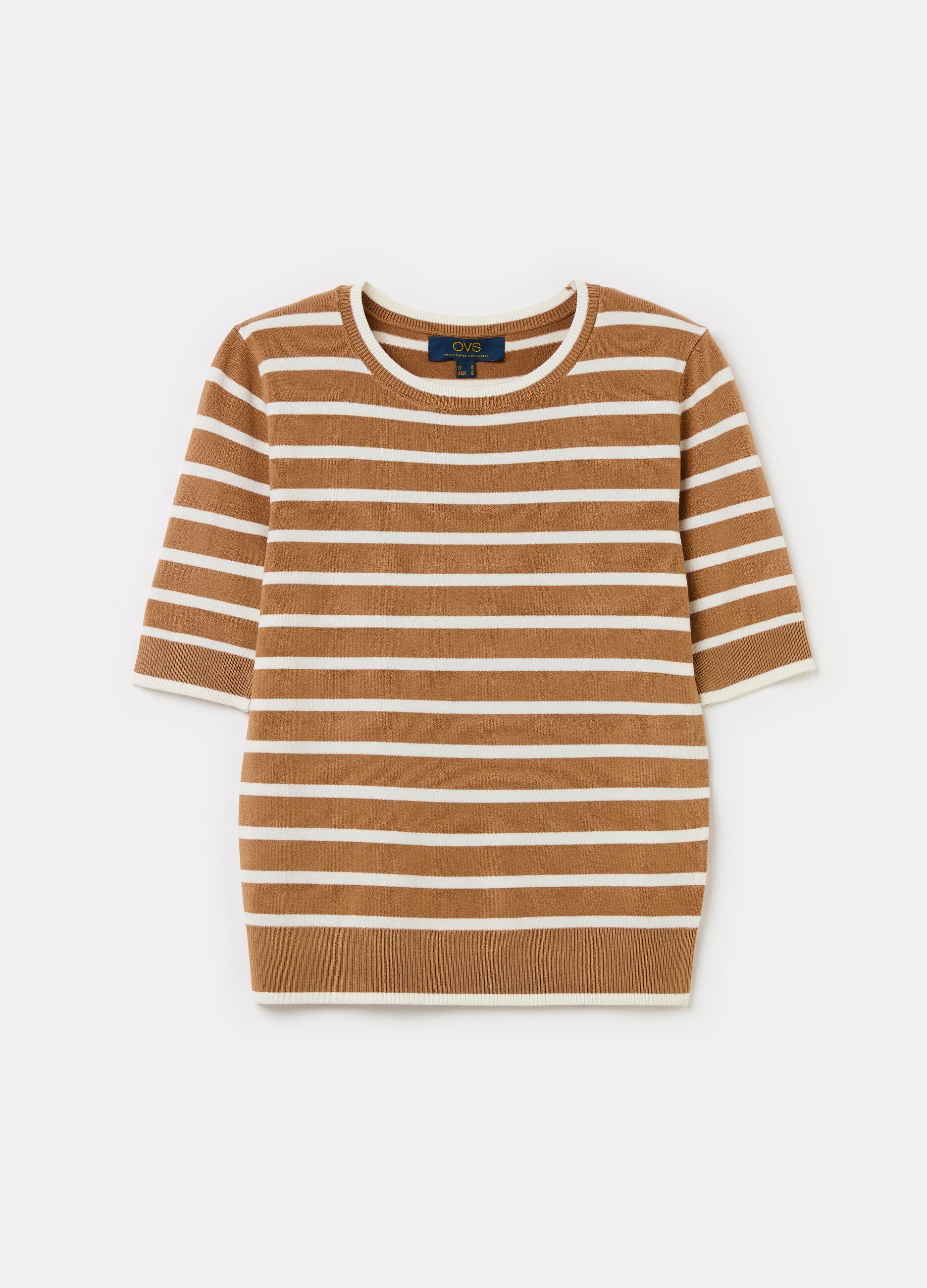 Short-sleeved top with striped pattern