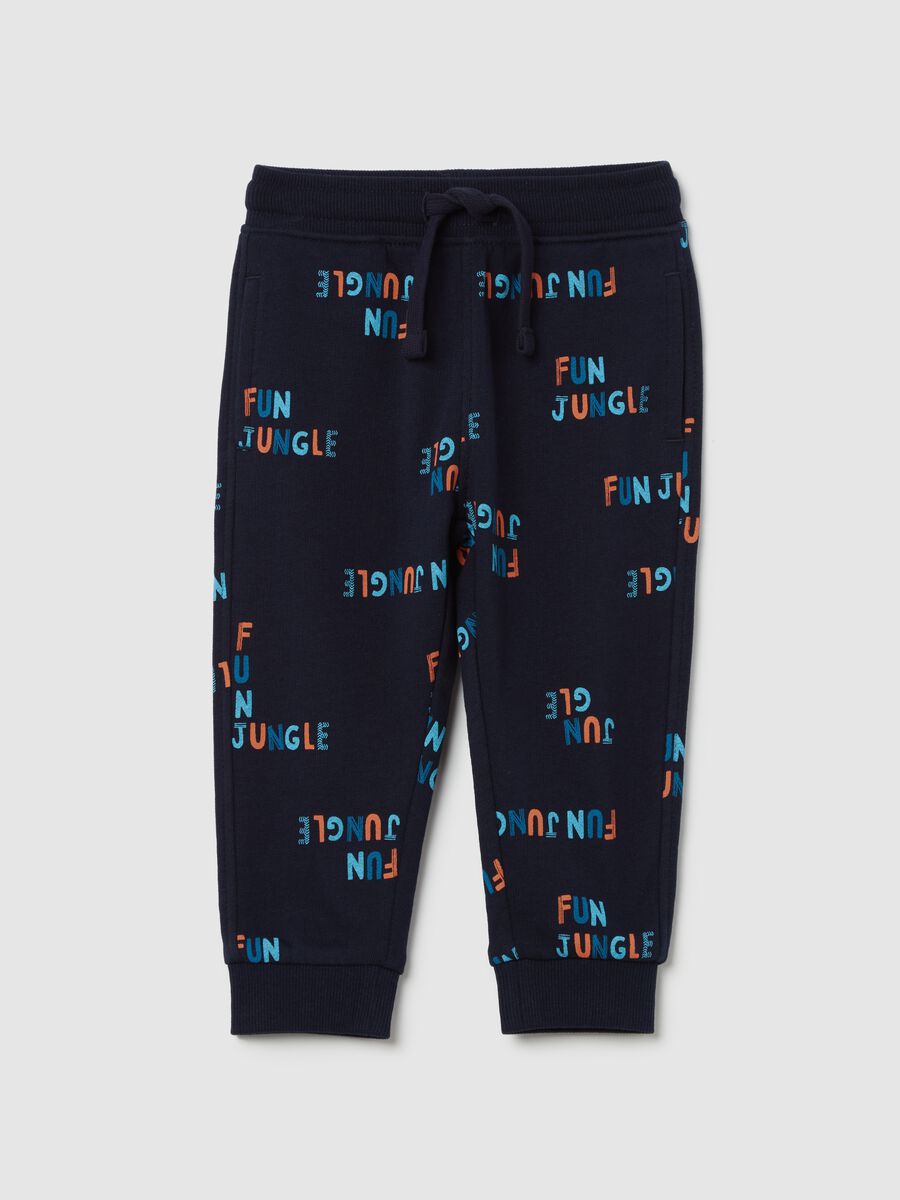 Joggers in felpa con coulisse stampa "Fun Jungle"_0