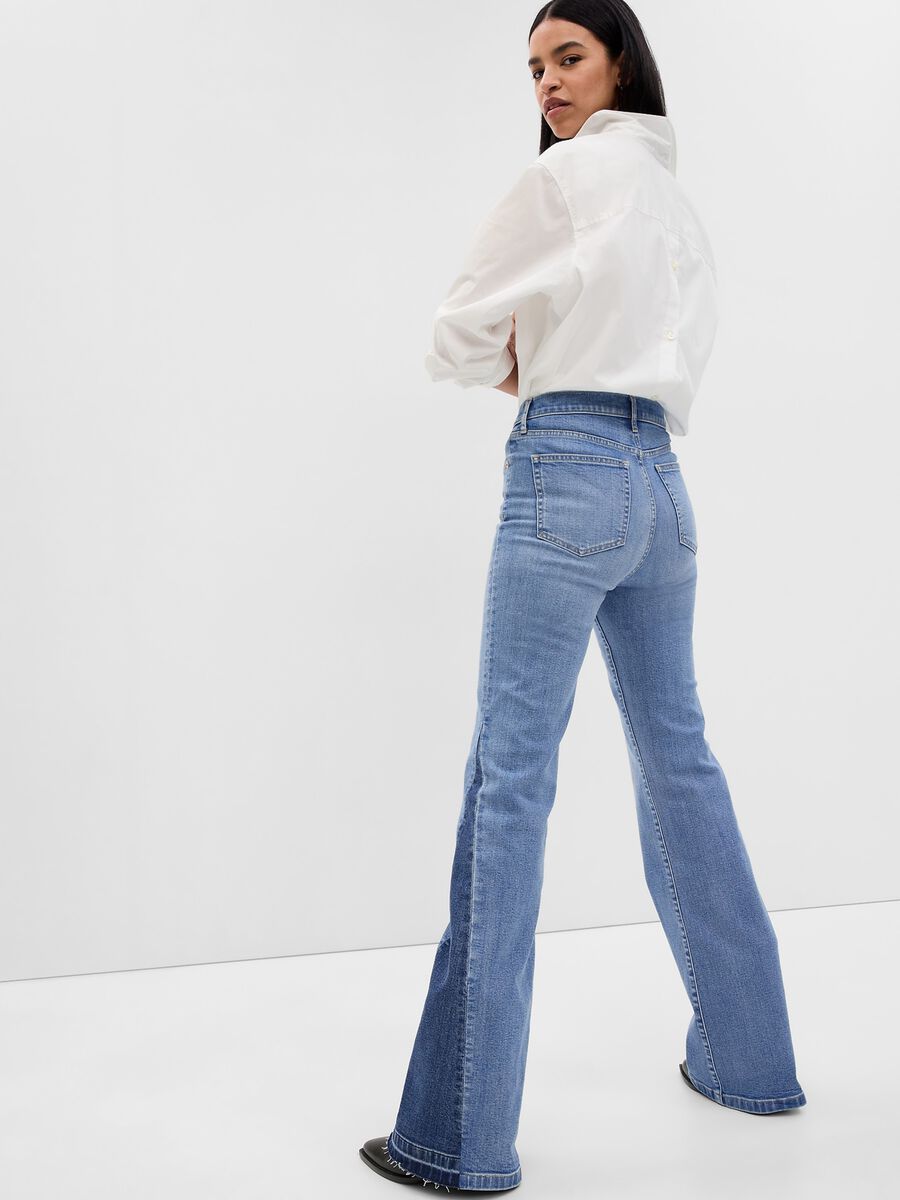 Flare-fit jeans with contrasting inserts_1