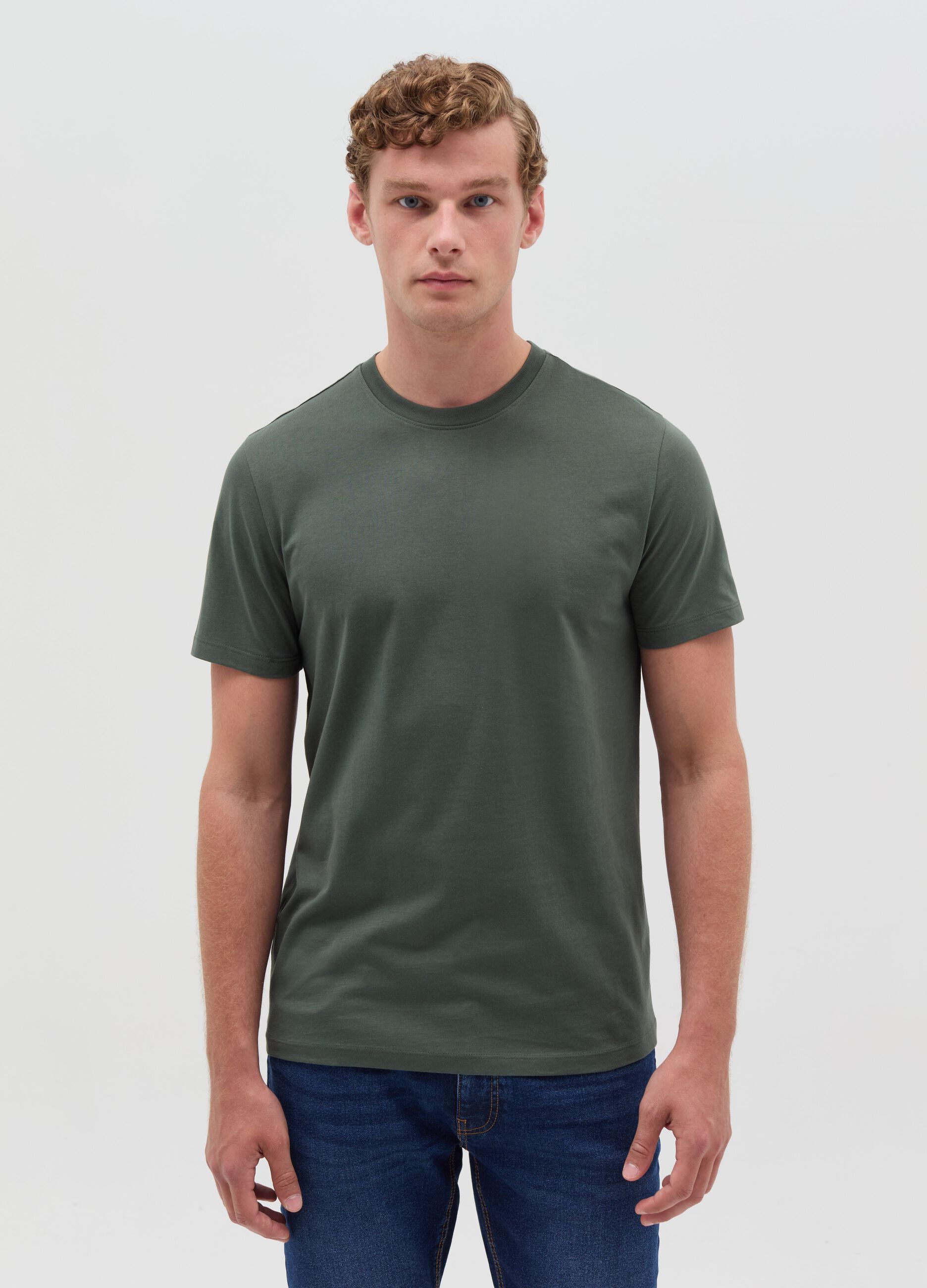 Cotton T-shirt with round neck