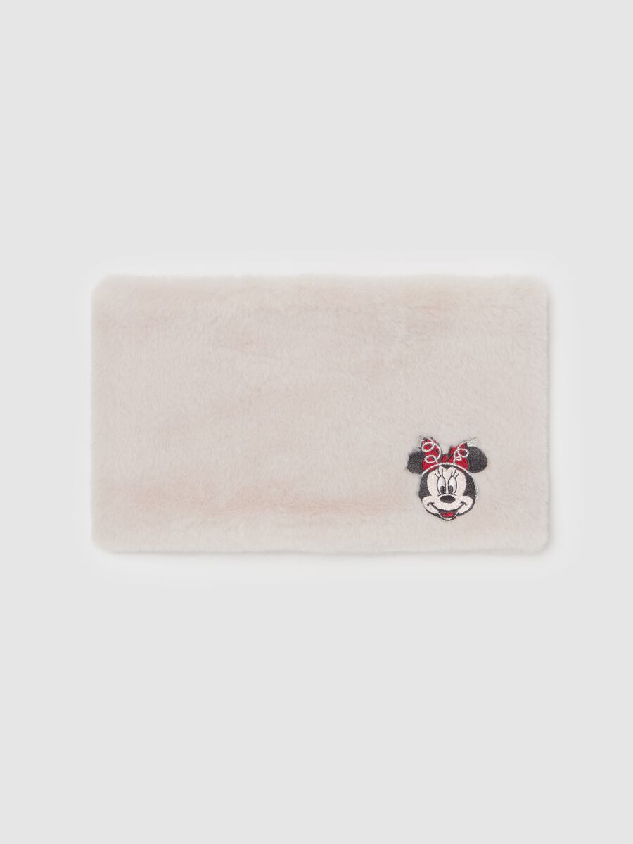 Faux fur neck warmer with Minnie Mouse embroidery_0