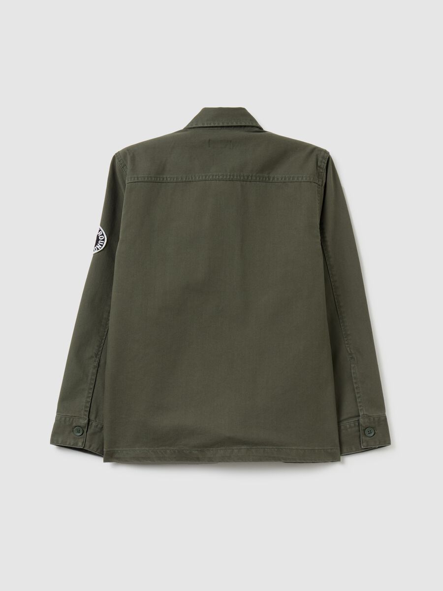 Shacket in twill di cotone con patch_1