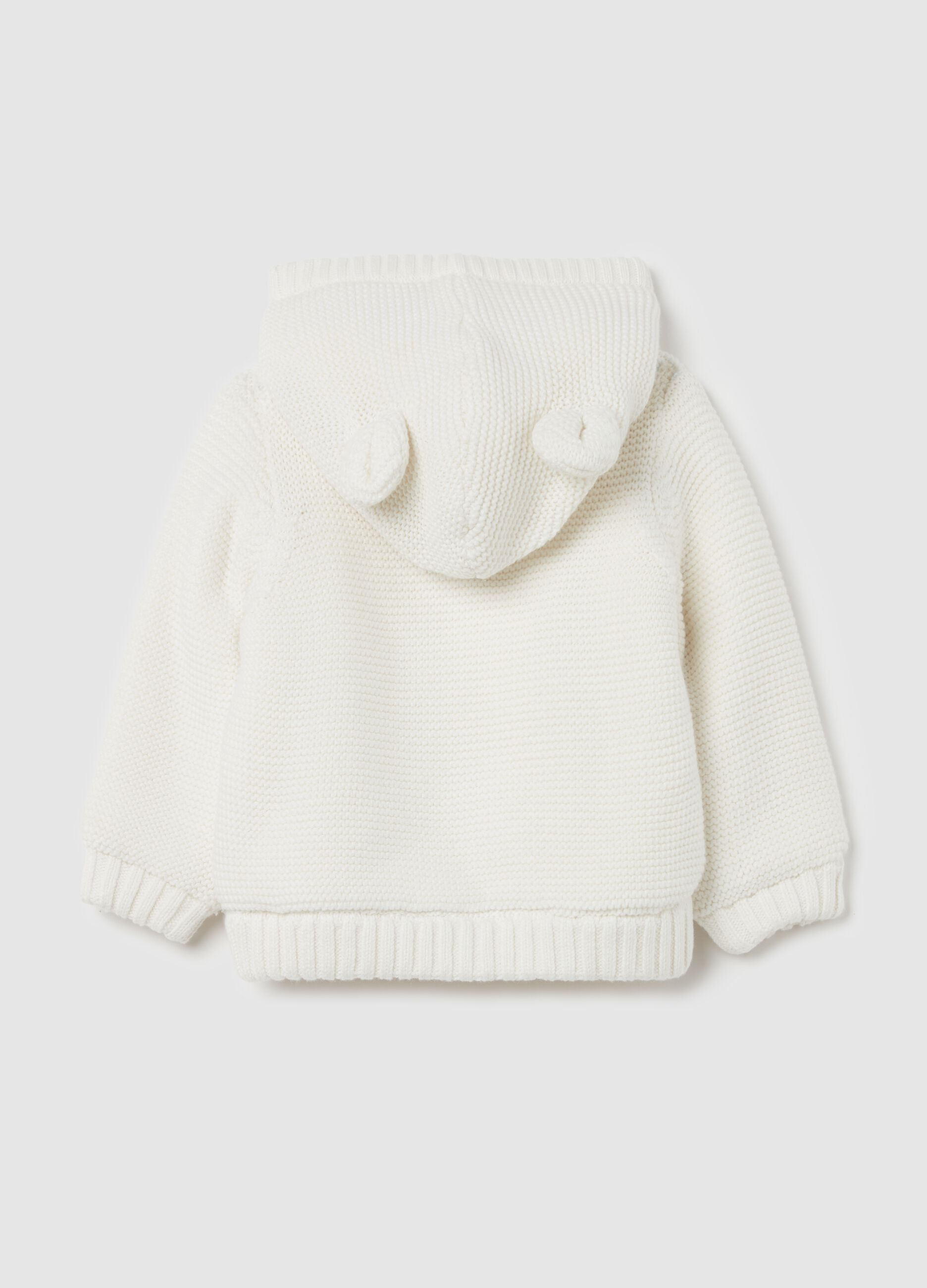 Giacca in maglia con cappuccio interno in sherpa