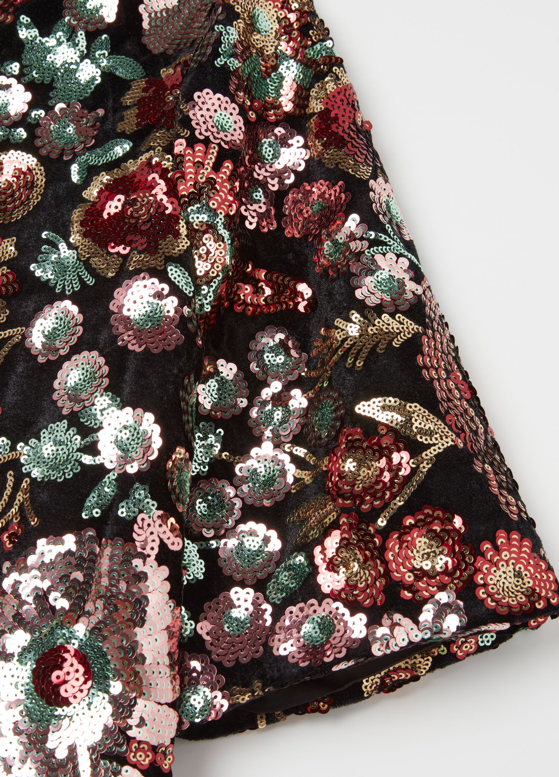 Top with floral design in sequins