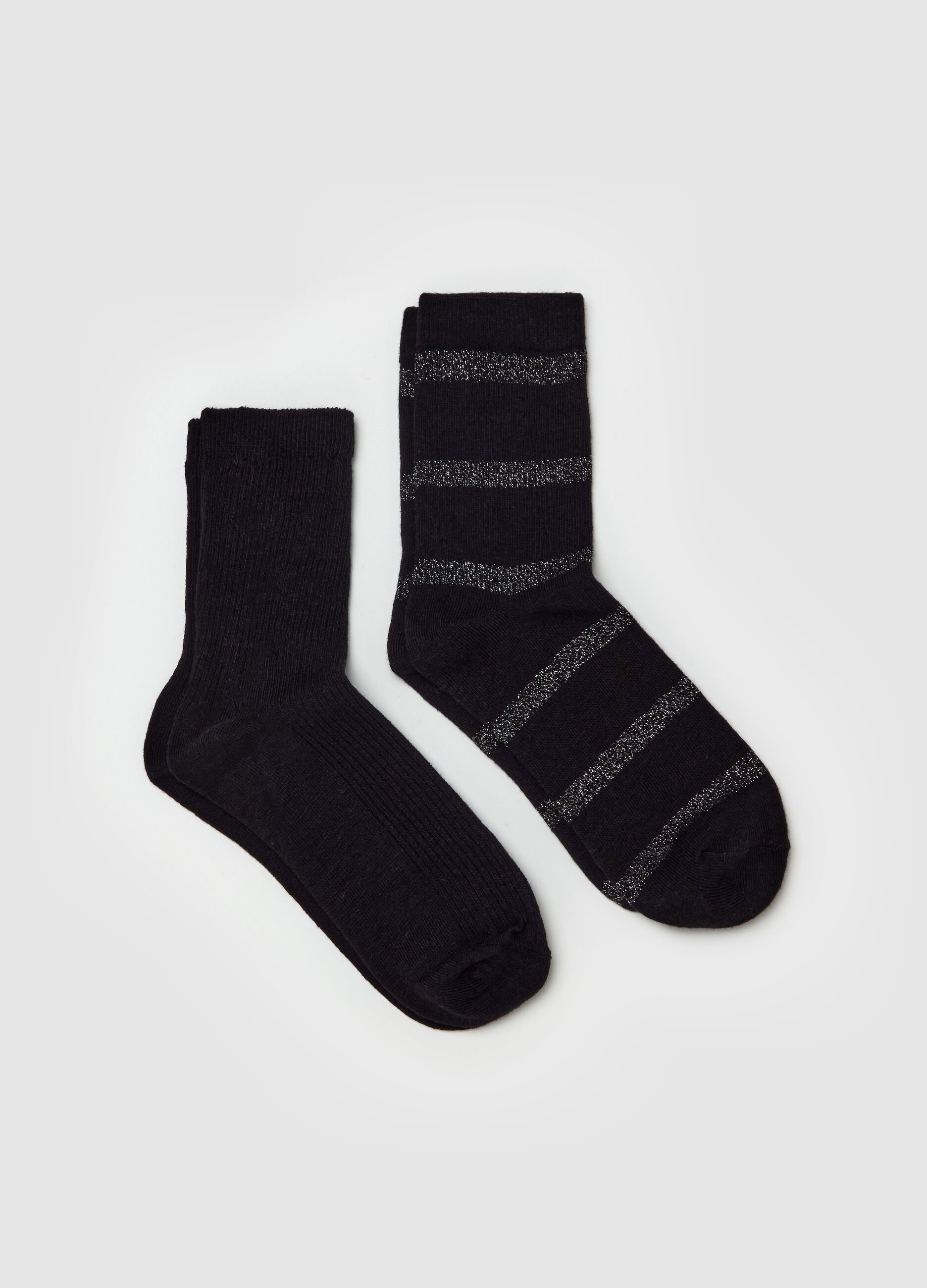 Two-pair pack short stretch socks with lurex