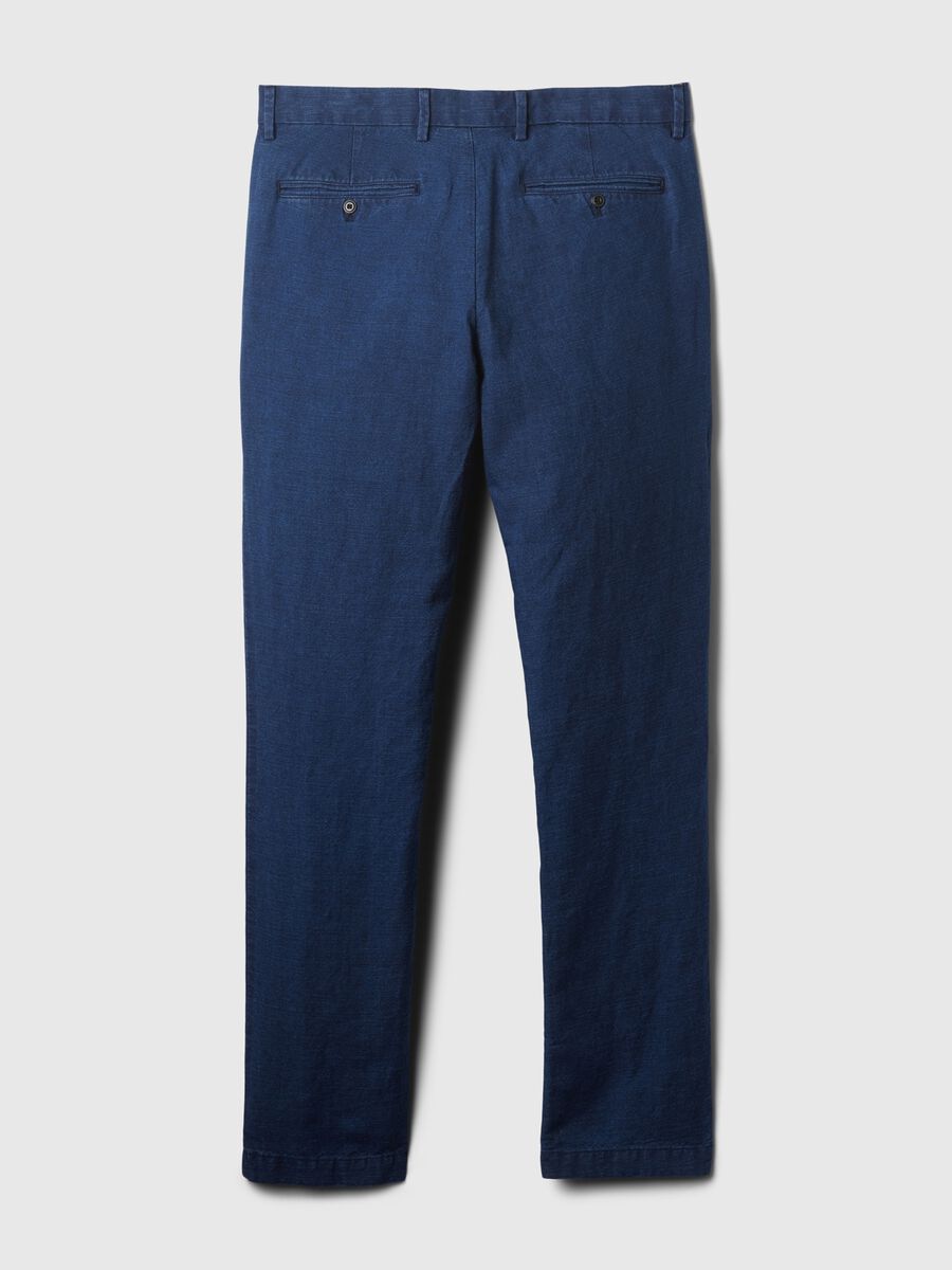 Slim-fit chino trousers in linen and cotton_4