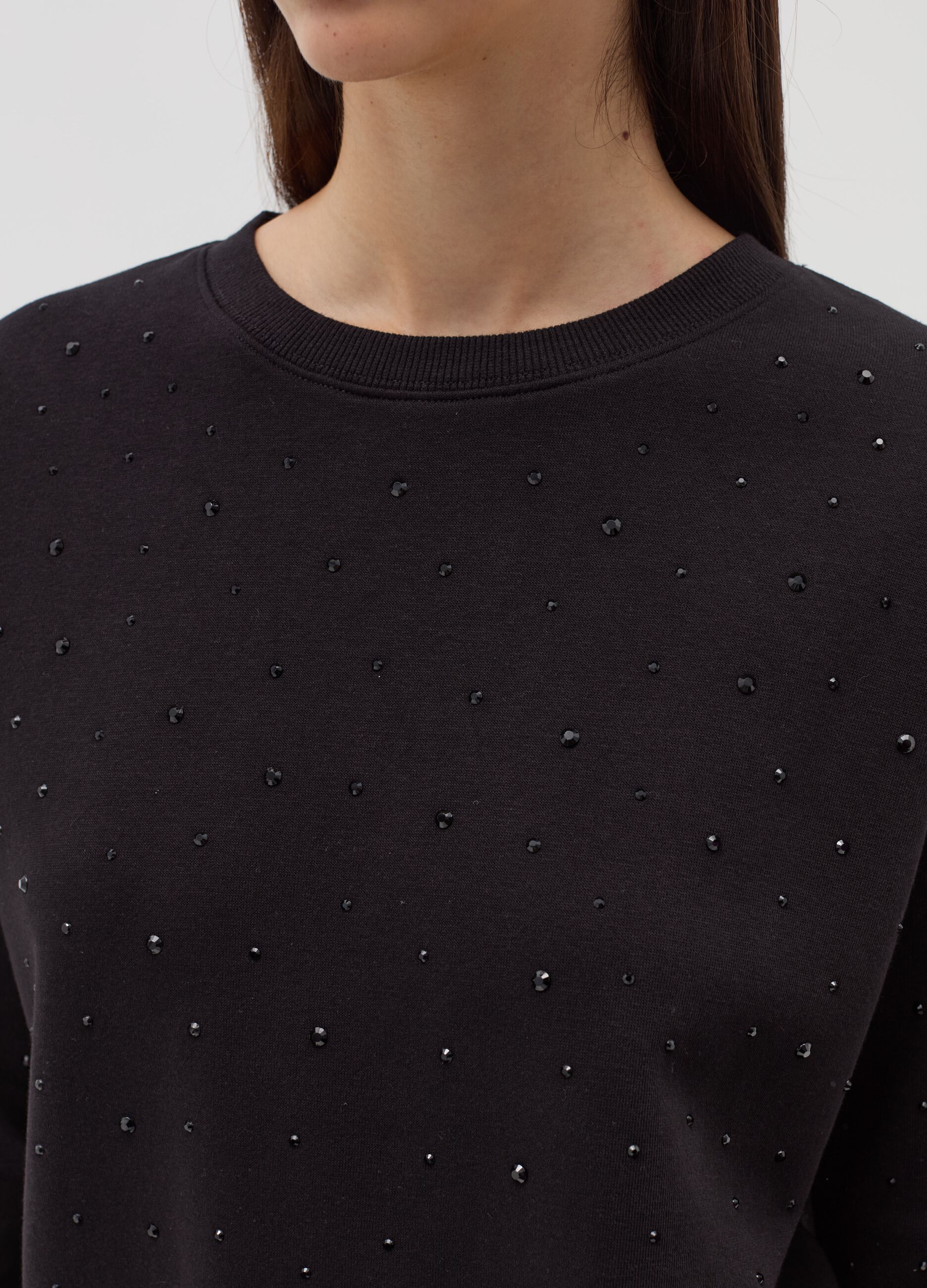 Oversized sweatshirt with all-over diamantés